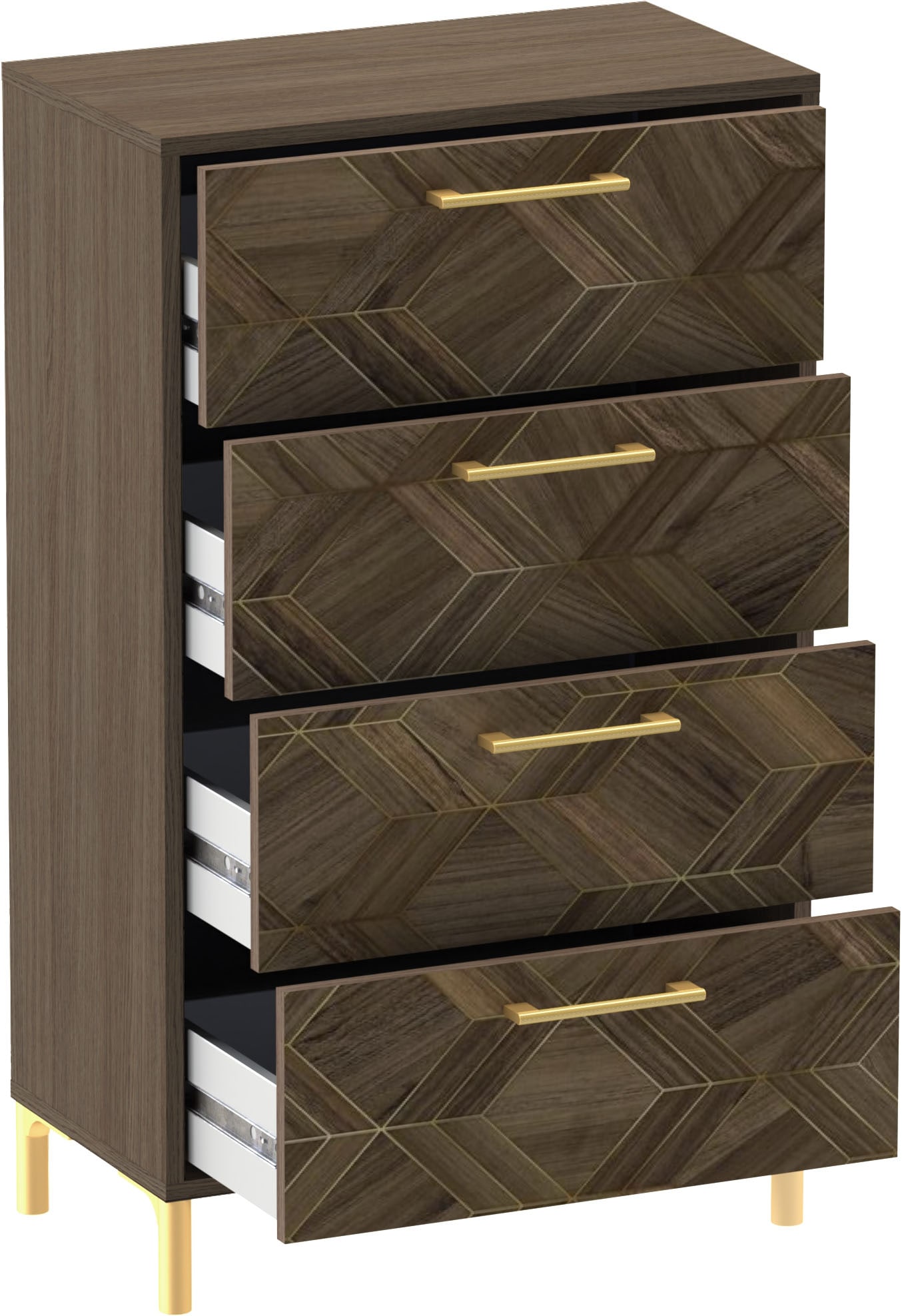 Schildmeyer Kommode »Glenn, Art-Déco Design mit eleganten Goldakzenten, Made in Germany« 1 Stk. tlg. Nussbaum Art-Déco Design mit eleganten Goldakzenten, Made in Germany