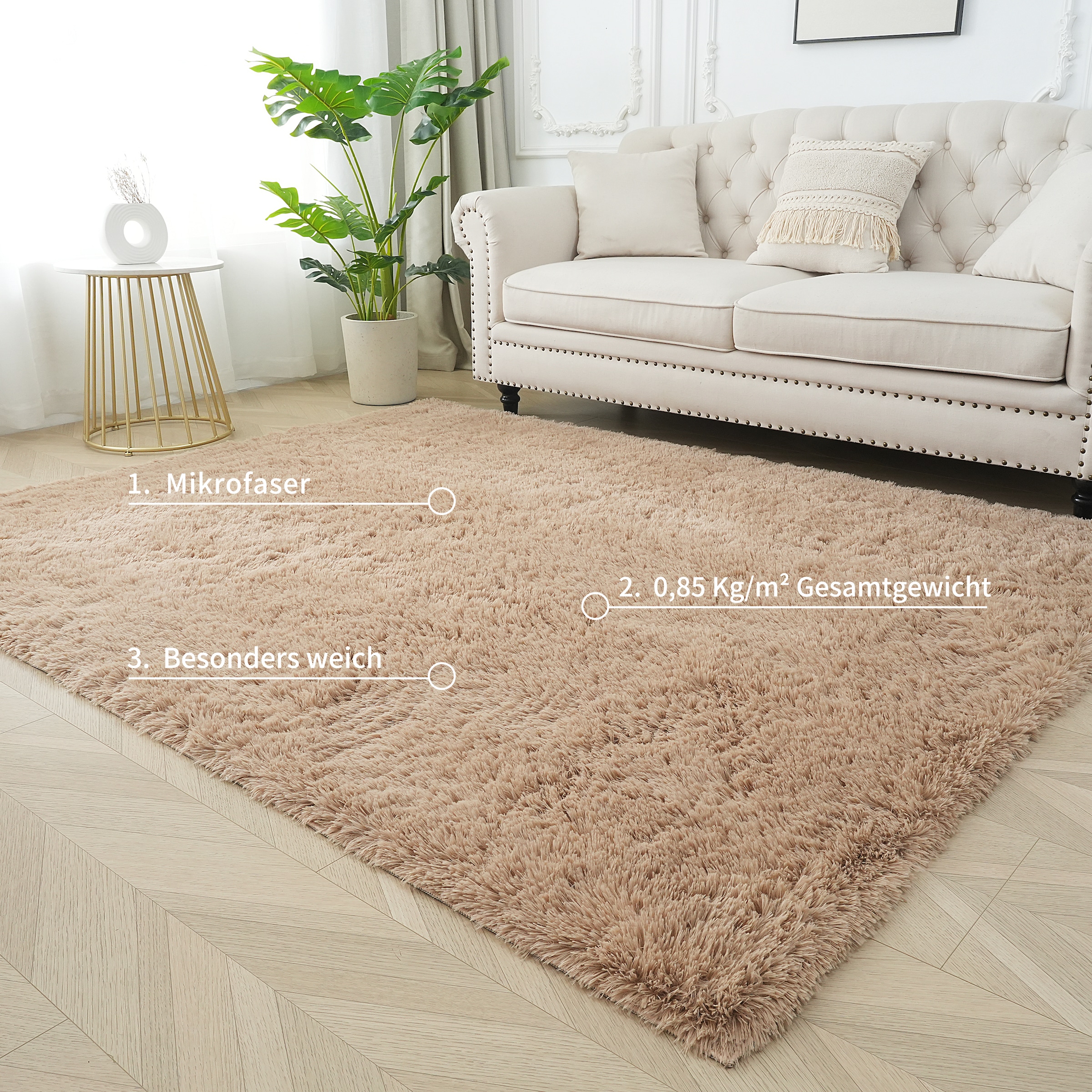 my home Hochflor-Teppich »Leava, besonders weich und kuschelig, leichter Glanz«, rechteckig, 37 mm Höhe, uni, Mikrofaser Teppiche, Plüsch, Wohnzimmer, Schlafzimmer, Esszimmer