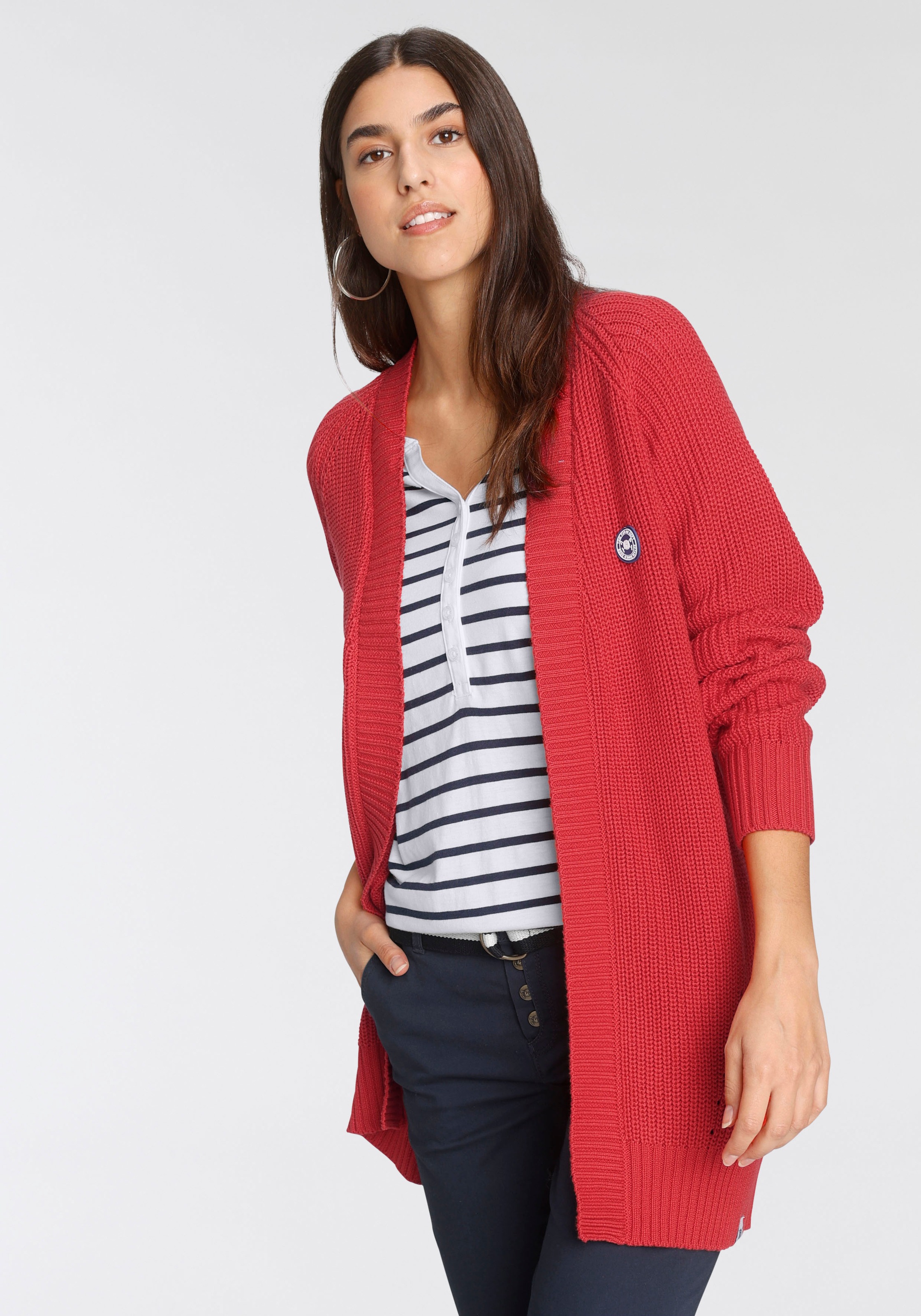 Image of TOM TAILOR Polo Team Longstrickjacke, mit tiefem V-Ausshnitt und offener Form bei Ackermann Versand Schweiz