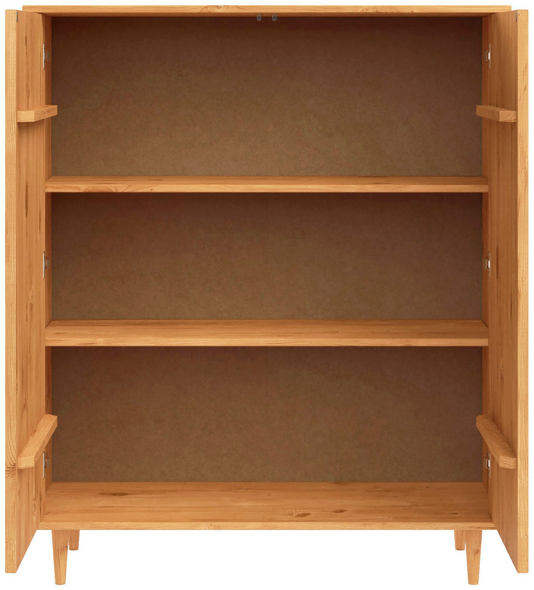 GOODproduct Highboard »Malmedy Midischrank mit einer Lamellenoptik und Push to Open Funktion« massives Kiefernholz, Push-to-open Funktion, verstellbare Einlegeböden