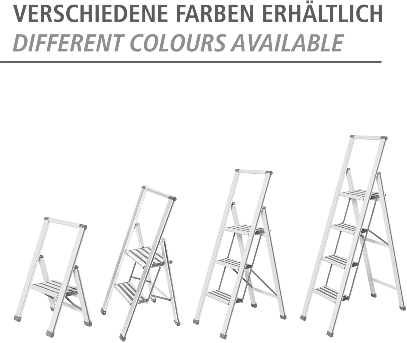 WENKO Trittleiter »Modell Alu-Design«, Klapptritt Leiter, rutschsichere XXL-Stufen, klappbar, bis 150 kg