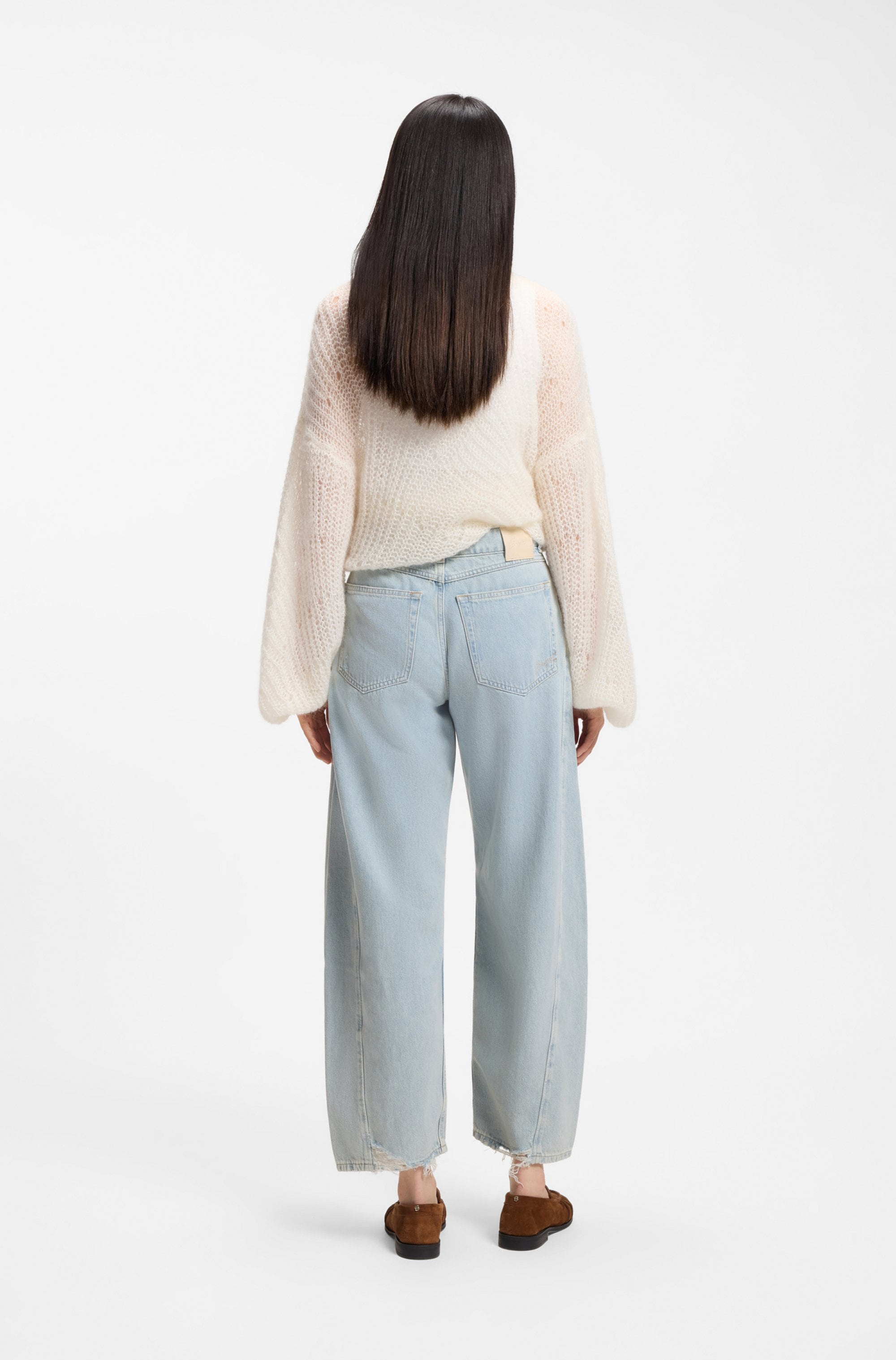 BOSS ORANGE Jeans taille haute »BALOON HR 1.0 Premium Damenmode« avec pinces, effets destroyed