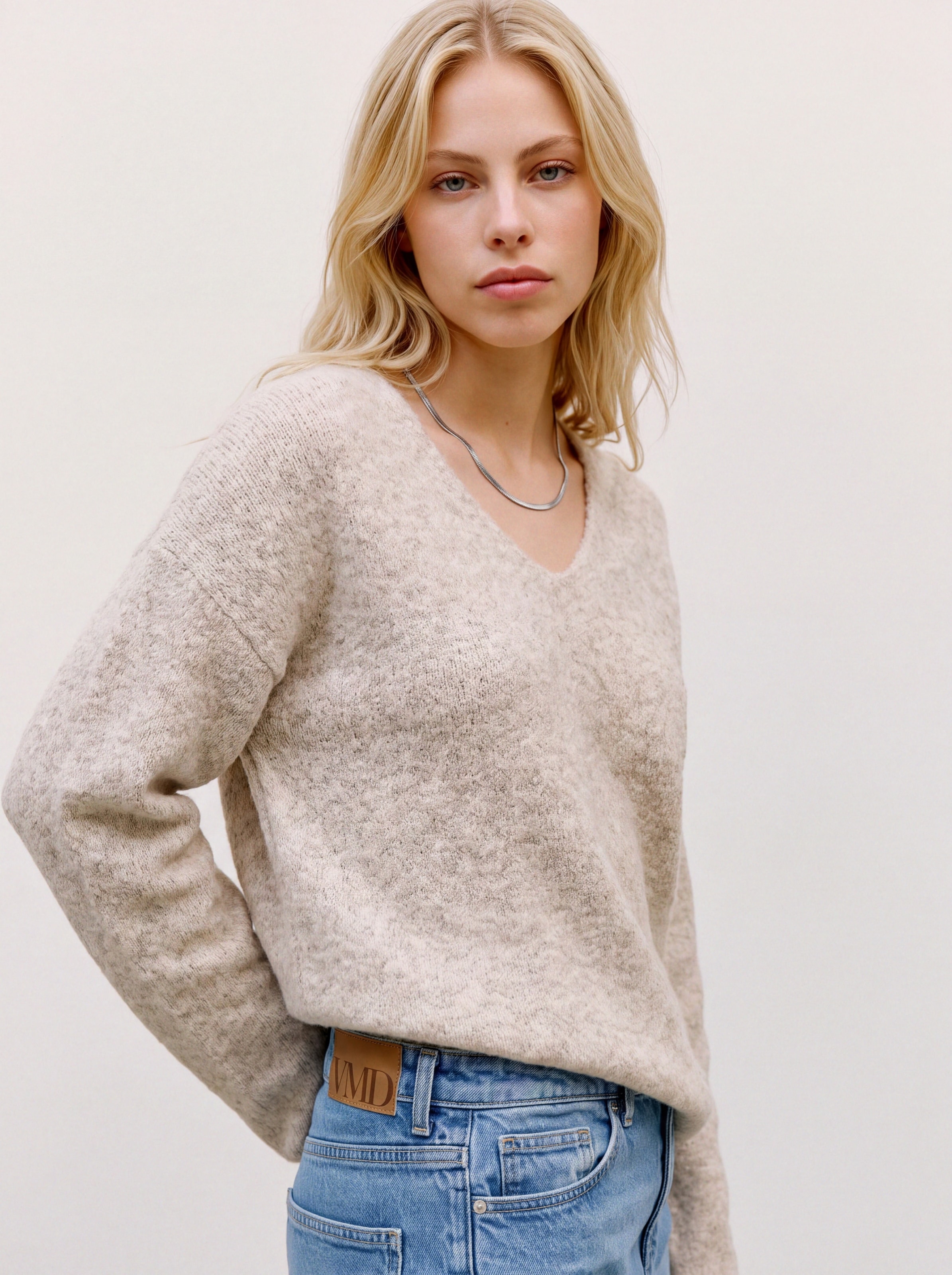 Image of Vero Moda Strickpullover "VMBERRY LS V-NECK PULLOVER NOOS" Materialmix