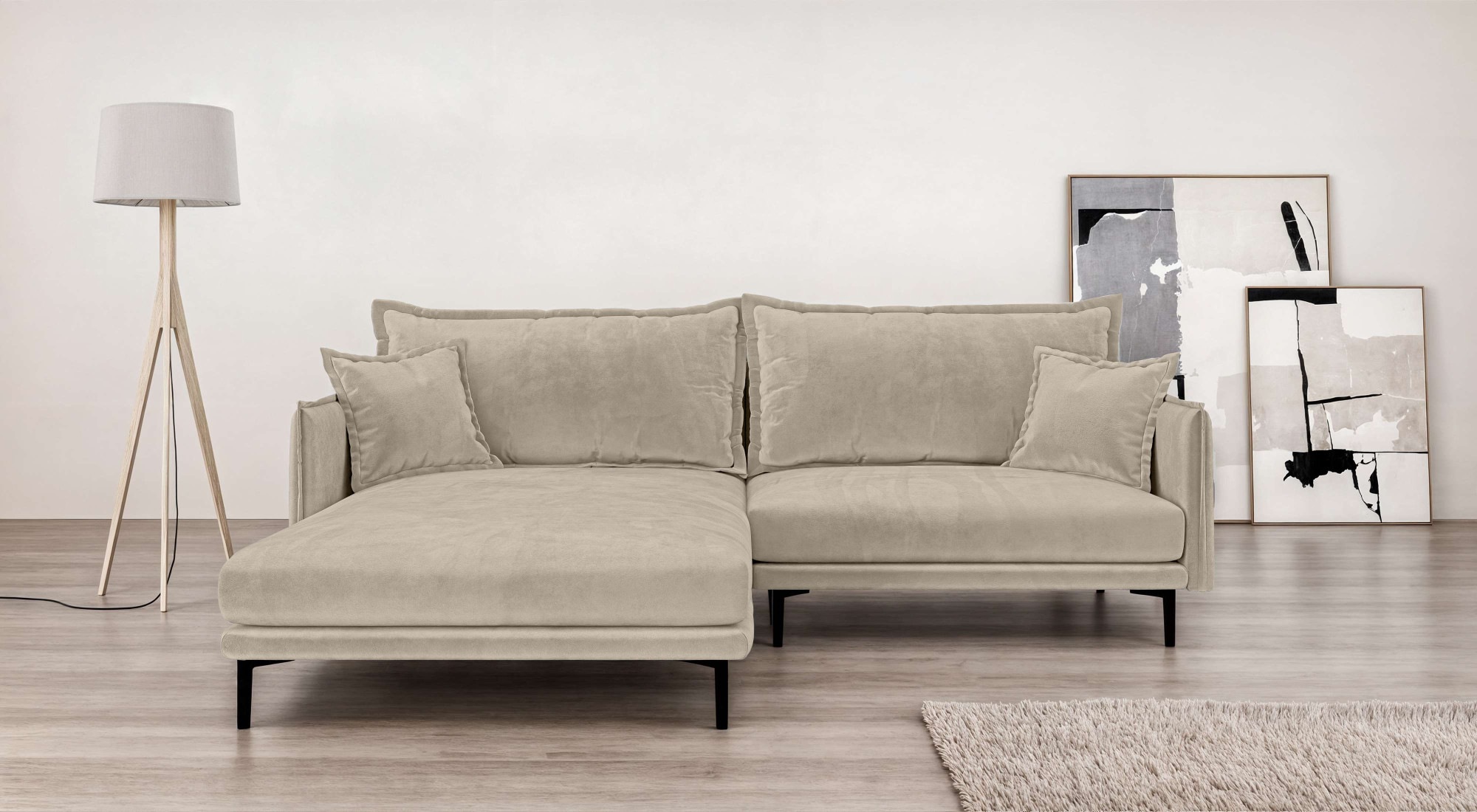 Image of Home affaire Ecksofa "ALEXANDRIA mit Recamiere rechts oder links bestellbar, moderne Bezüge" L-Form mit Wellenunterfederung, Masse: B/H/T 246/86/190 cm