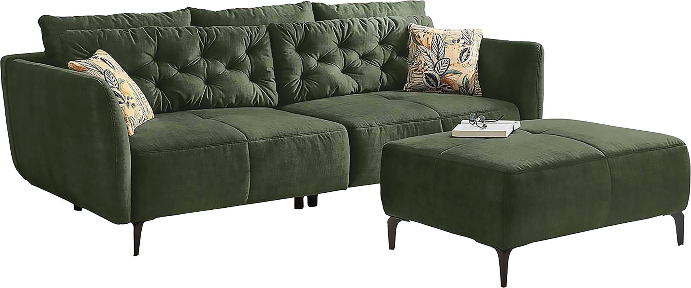 Jockenhöfer Gruppe Big-Sofa »Spa, im Retrolook mit Wellenfederung«, und frei im Raum stellbar, inkl. 7 Kissen