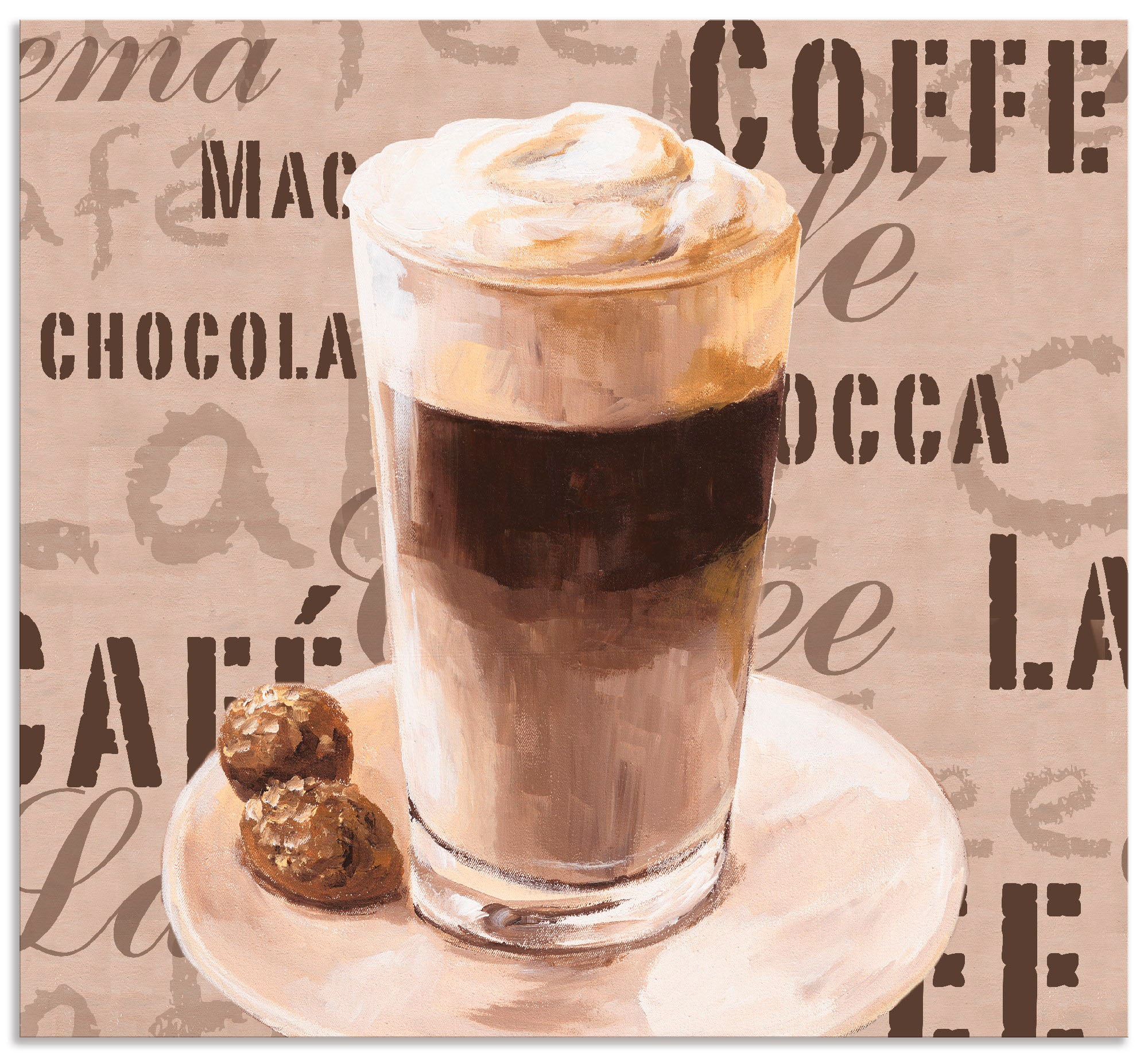 Image of Artland Küchenrückwand »Kaffee - Latte Macchiato«, (1 tlg.), selbstklebend in vielen Grössen - Spritzschutz Küche hinter Herd u. Spüle als Wandschutz vor Fett, Wasser u. Schmutz - Rückwand, Wandverkleidung aus Alu bei Ackermann Versand Schweiz