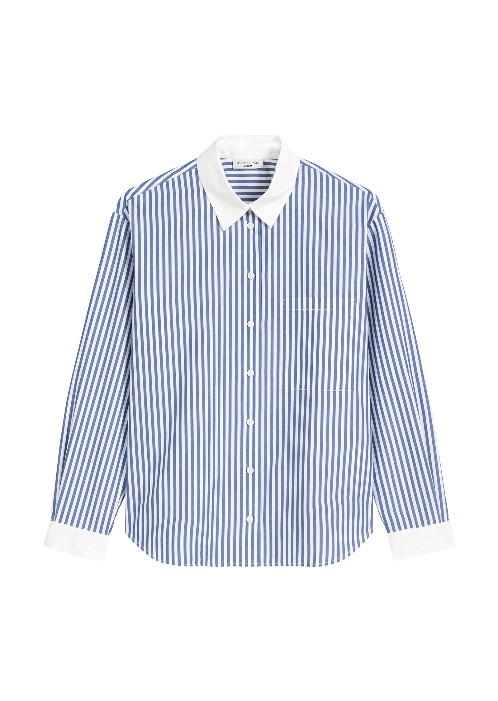 Marc O'Polo DENIM Langarmbluse, gestreift, weisser Kragen und Manschette