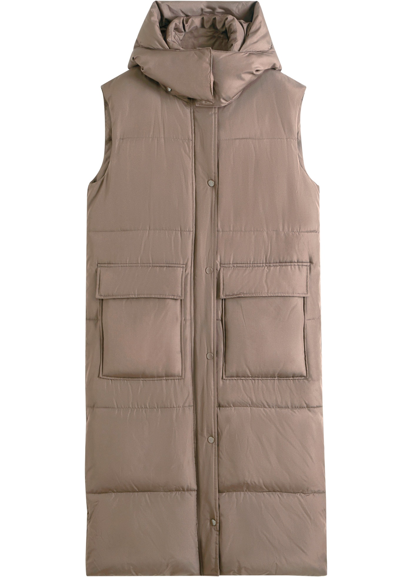 bonprix Gilet matelassé »Wattierte Steppweste mit abnehmbarer Kapuze« mit aufgesetzten Taschen, mit abnehmbarer Kapuze, Oversize-Passform