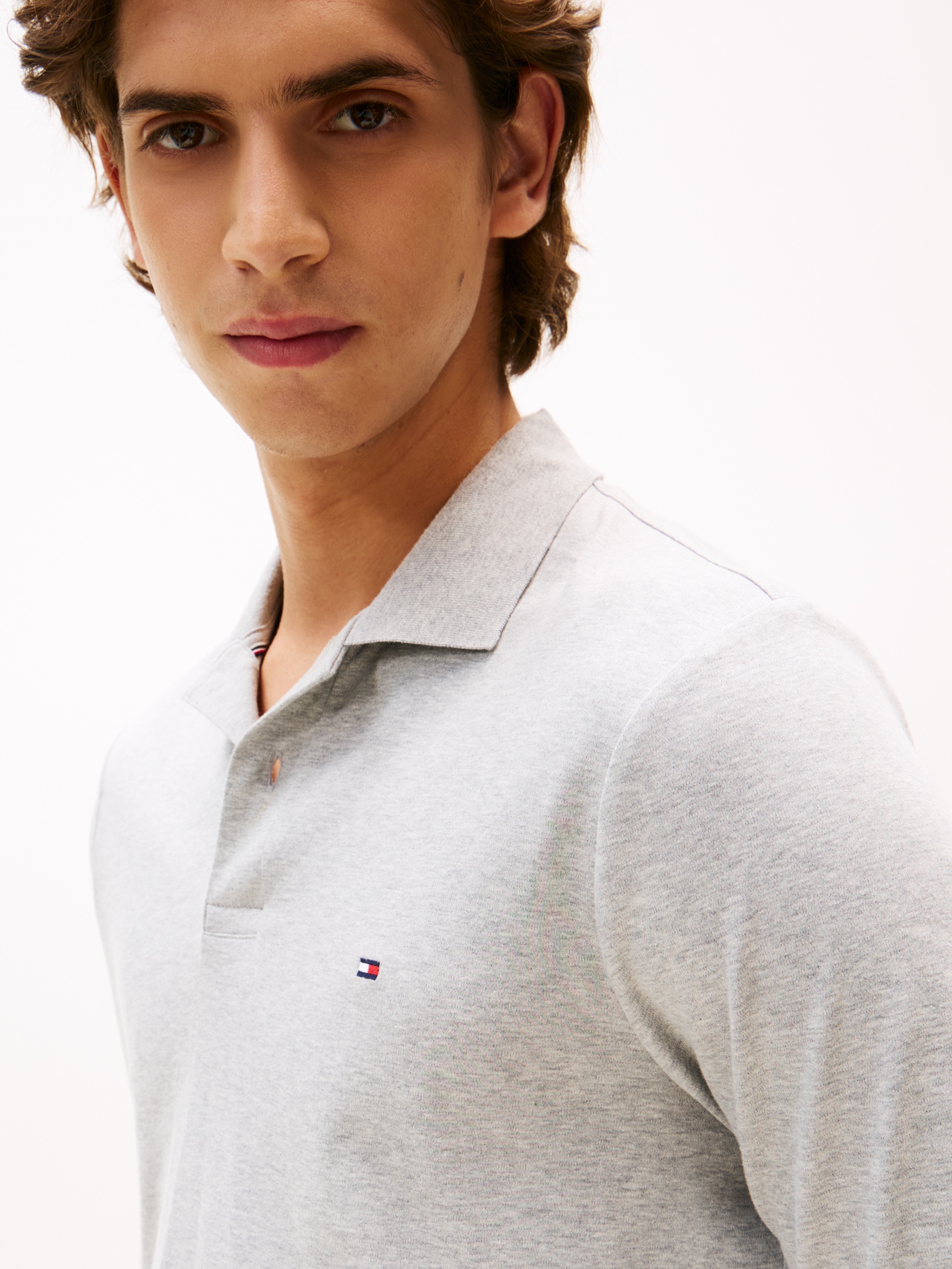 Tommy Hilfiger Polo à manches longues »L/S LIQUID COTTON REG POLO mit Jersey und Markenlabel« uni, casual, coupe regular, coton, col polo