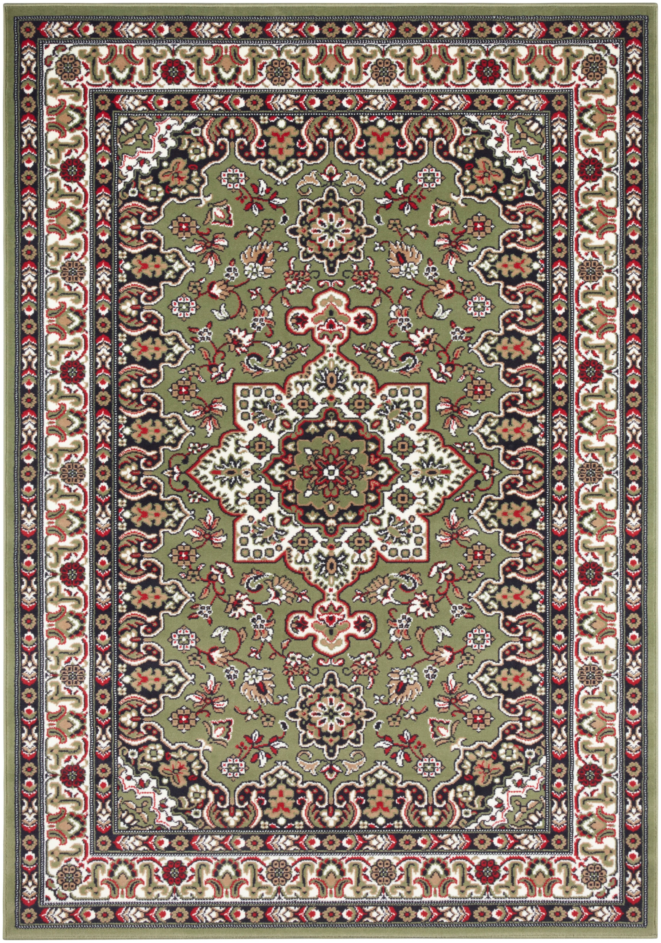 THE RUGS Design Oriental Parun Tabriz Rug - Vintage Polypropylene Carpet in Green | Size: 80cm x 150cm