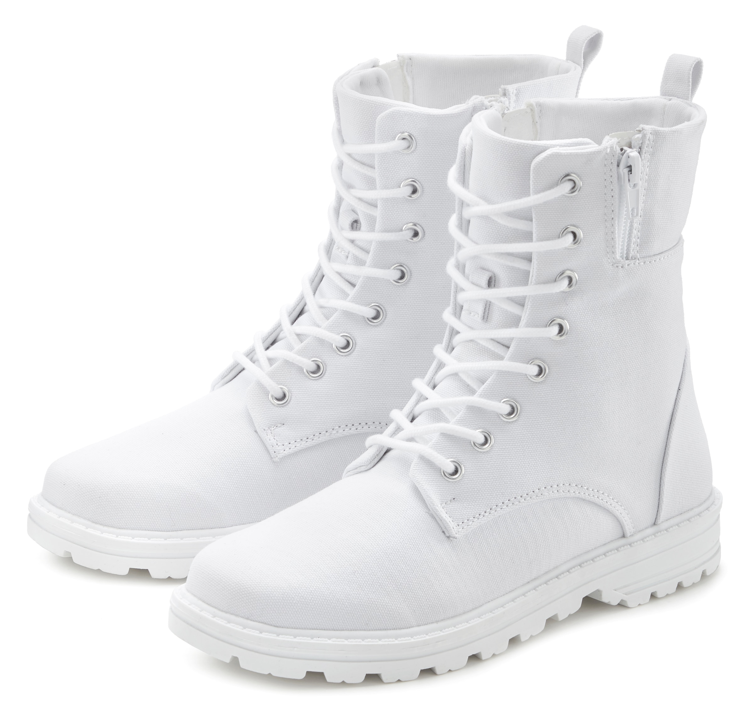 Image of LASCANA Stiefelette zum Schnüren, modische Optik im Combat Look, Reissverschluss-Boots