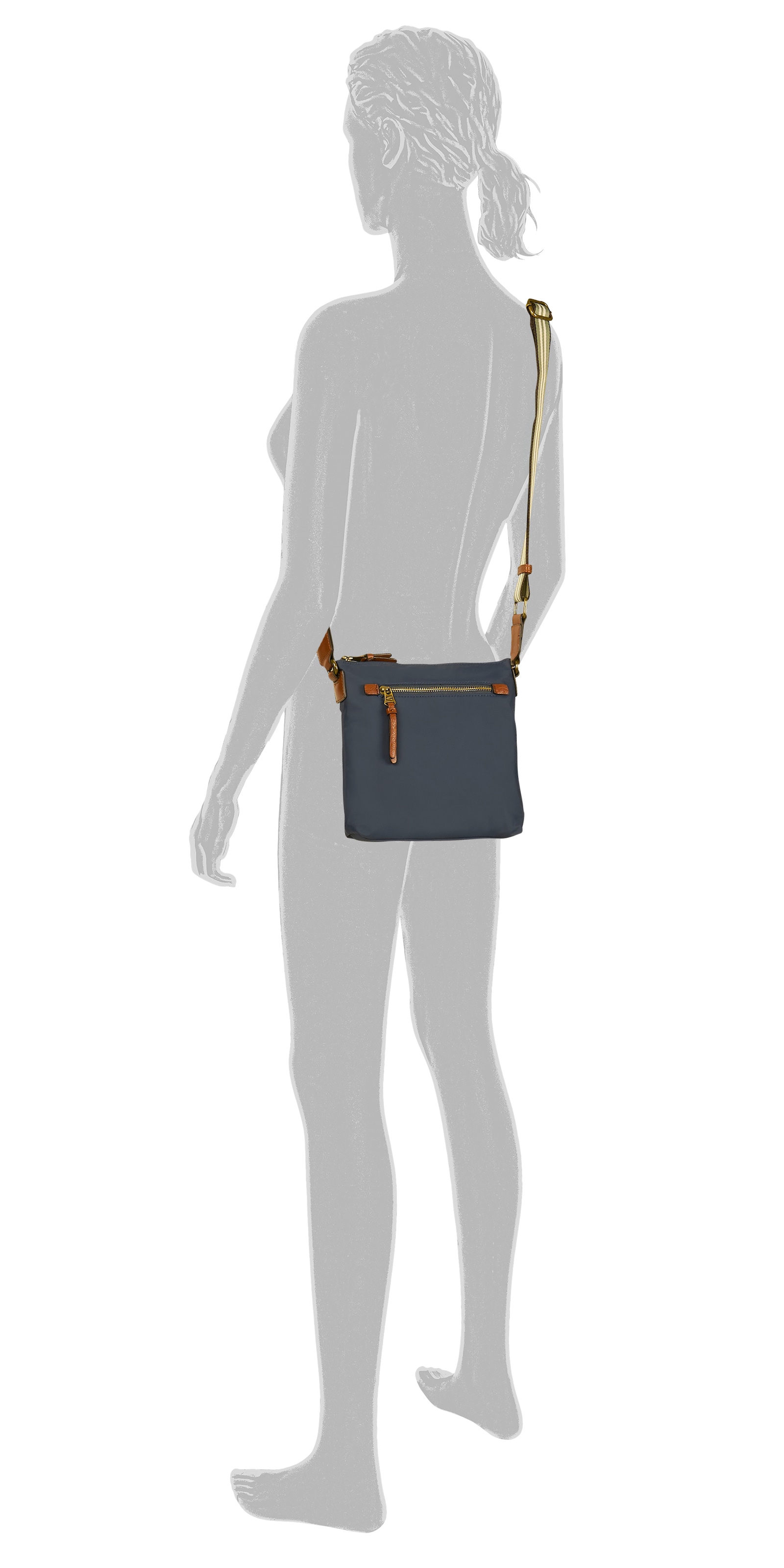 camel active Sac à bandoulière »Bari« en nylon mat de haute qualité avec sangle tissée rayée