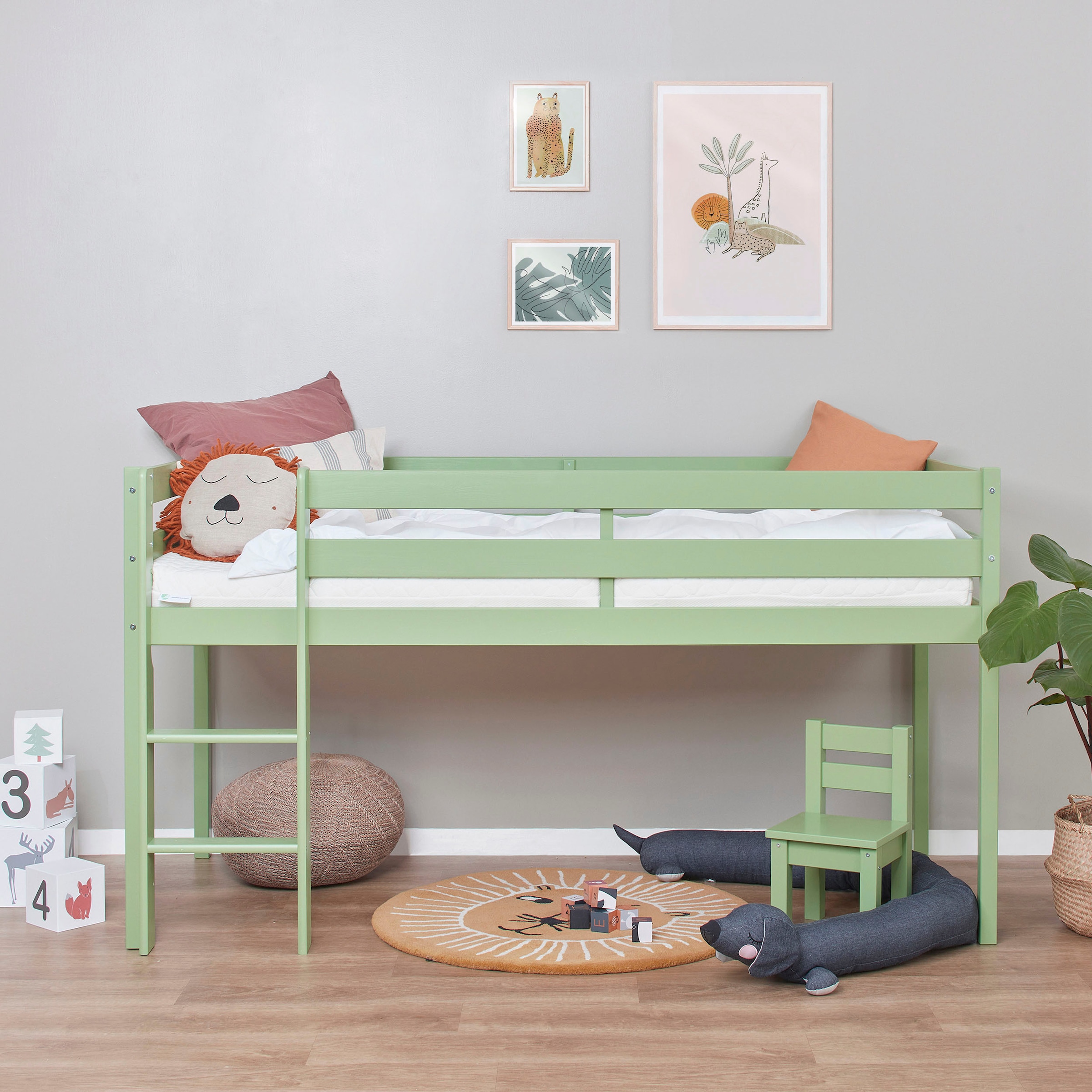 Hoppekids Spielbett »ECO COMFORT, Hochbett, in 2 Einzelbetten teilbar«, Höhe 72cm, Farbe & Grösse & Matratze