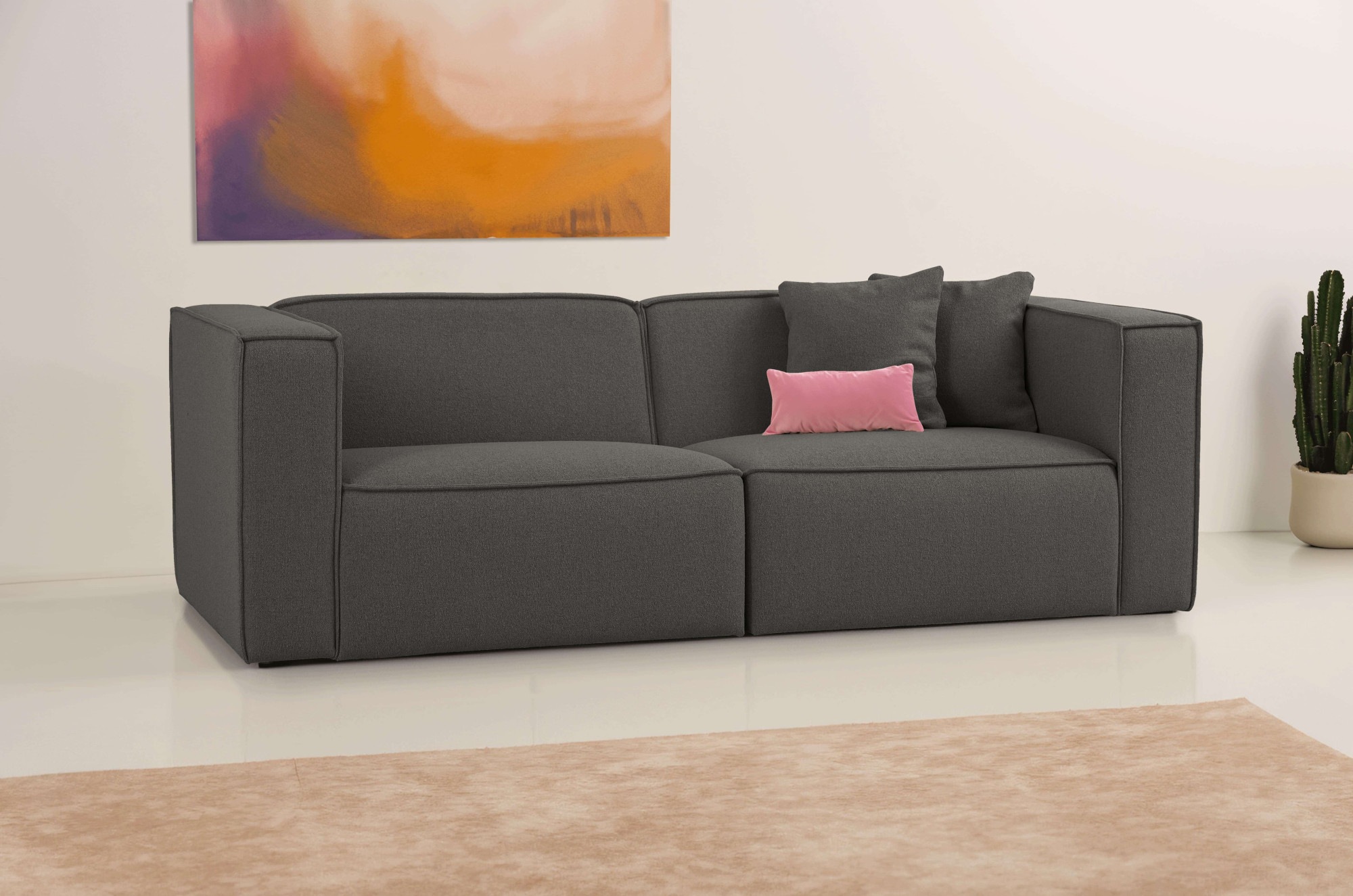 GOODproduct 3-places »Tammie« Breite 222 cm, Webstoff fein, bodentief, mit Wellenunterfederung