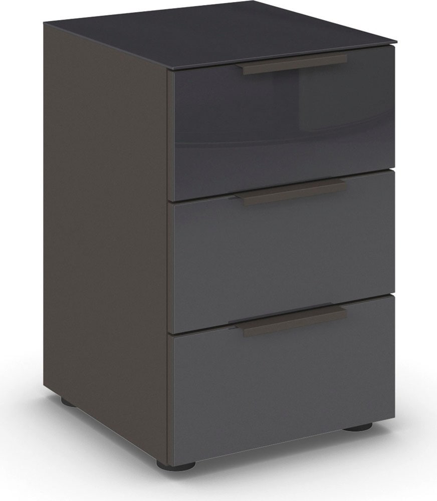 Image of rauch Nachtkommode "Nachttisch Nachtschrank Nachtkonsole FLIPP mit Glasfront" Breite 40 cm, mit 3 Schubladen und Soft-Close-Funktion, Oberboden und Front Glas