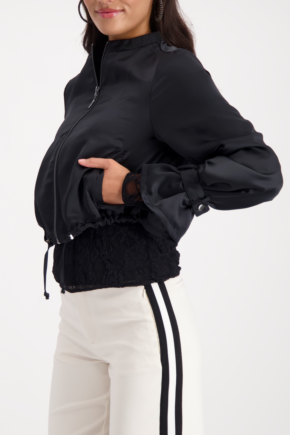 Monari Blouson »Jacke Satinblouson« ohne Kapuze Regular fit mit Stehkragen