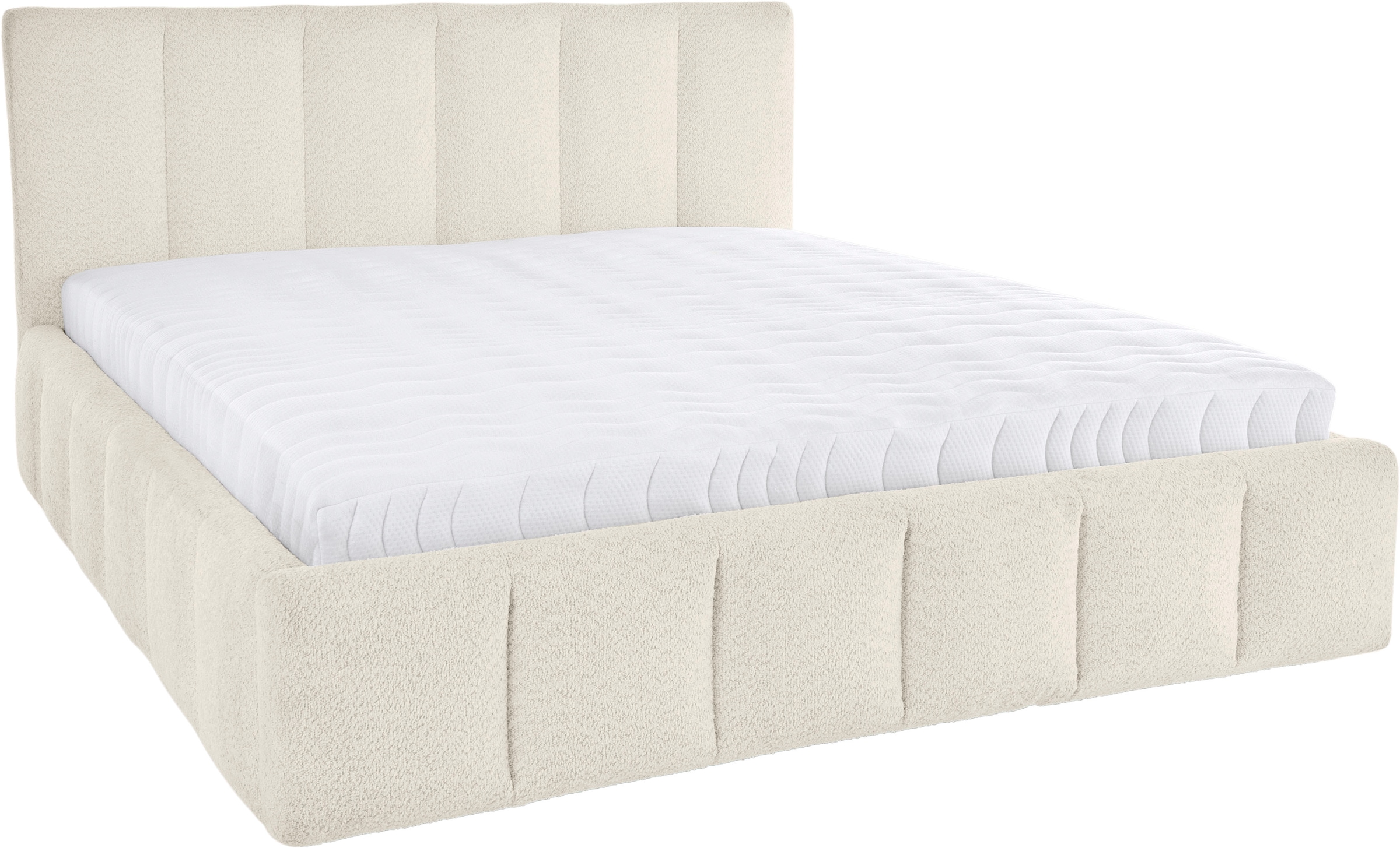 homsy by Ana Johnson Lit rembourré »Somny wahlweise mit Bettkasten, erhältlich in verschiedenen Breiten« luxurious gepolstertes Kopfteil und Rahmen, Bezug mit Bouclécharakter