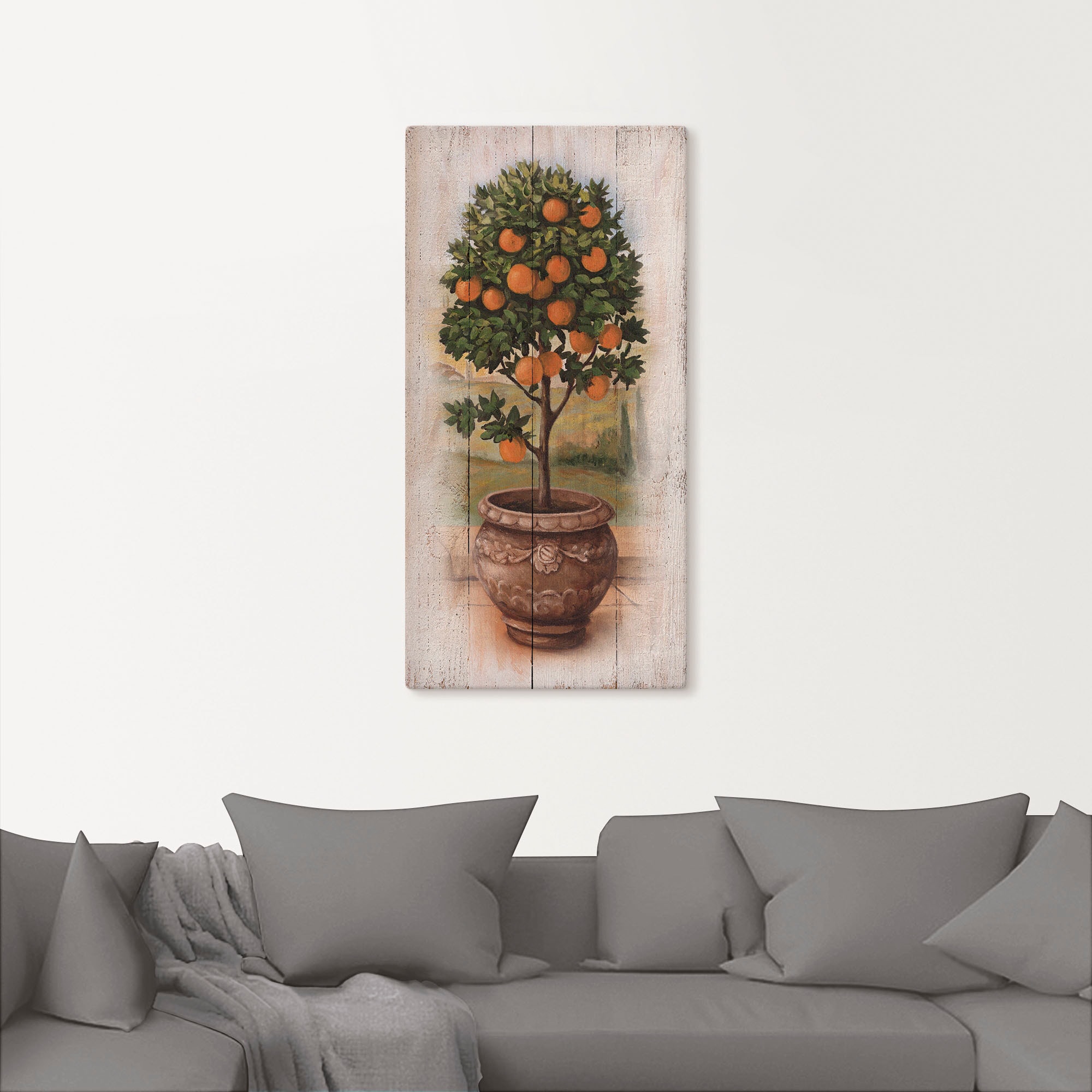Artland Leinwandbild »Orangenbaum mit Holzoptik«, Bäume, (1 St.), auf Keilrahmen gespannt