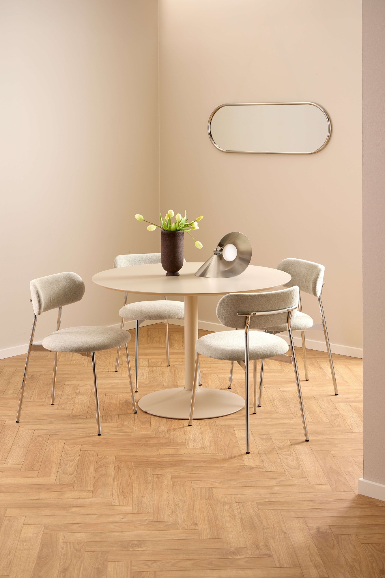 Image of ACTONA GROUP Esszimmerstuhl "Lyric, Küchenstuhl, mit gepolsterter Sitzfläche" (Set) 2 Stk.Stuhl, Chenille, Retro-Futur, Chromstahlgestell, FSC™