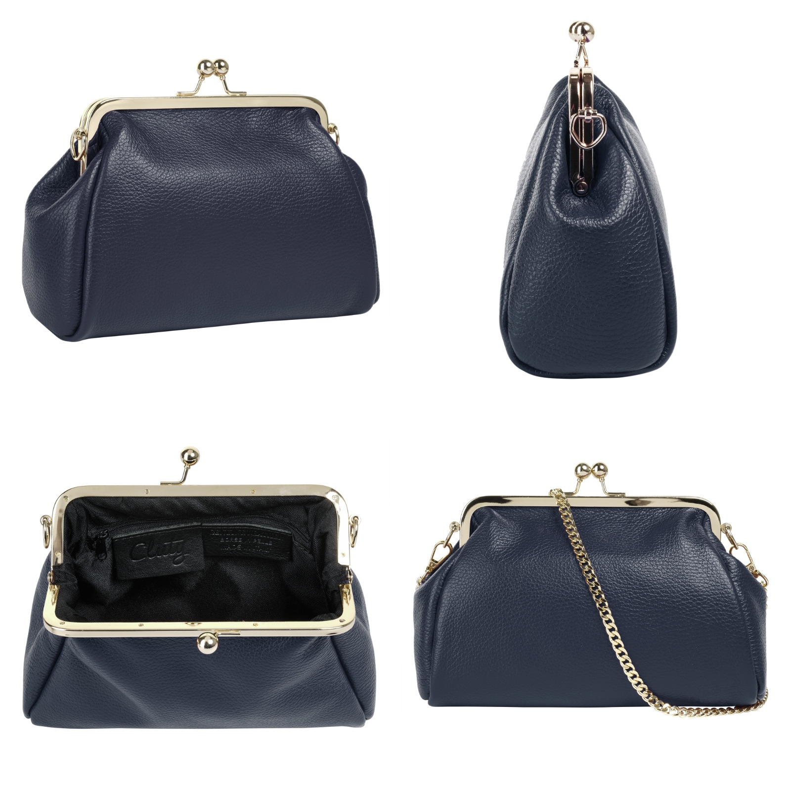 Cluty Abendtasche, echt Leder, Made in Italy