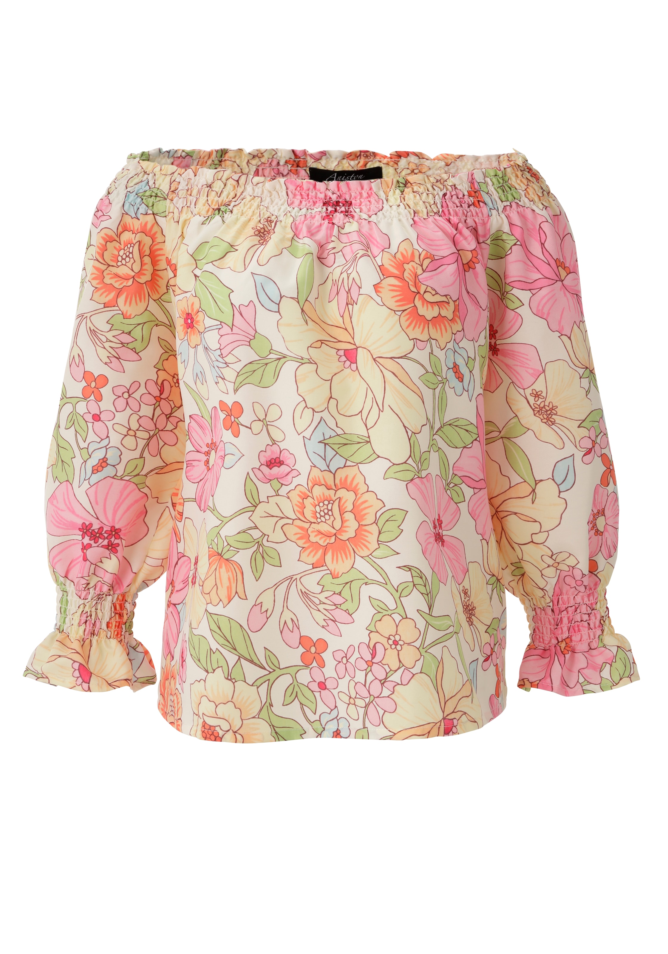 Aniston CASUAL Schlupfbluse mit grossflächigem, pastellfarbenen Blumendruck - NEUE KOLLEKTION