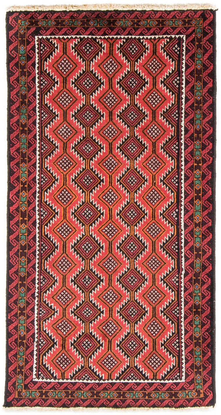Image of morgenland Hochflor-Läufer »Belutsch Durchgemustert Rosso 188 x 98 cm«, rechteckig, 0,8 mm Höhe, Handgeknüpft bei Ackermann Versand Schweiz