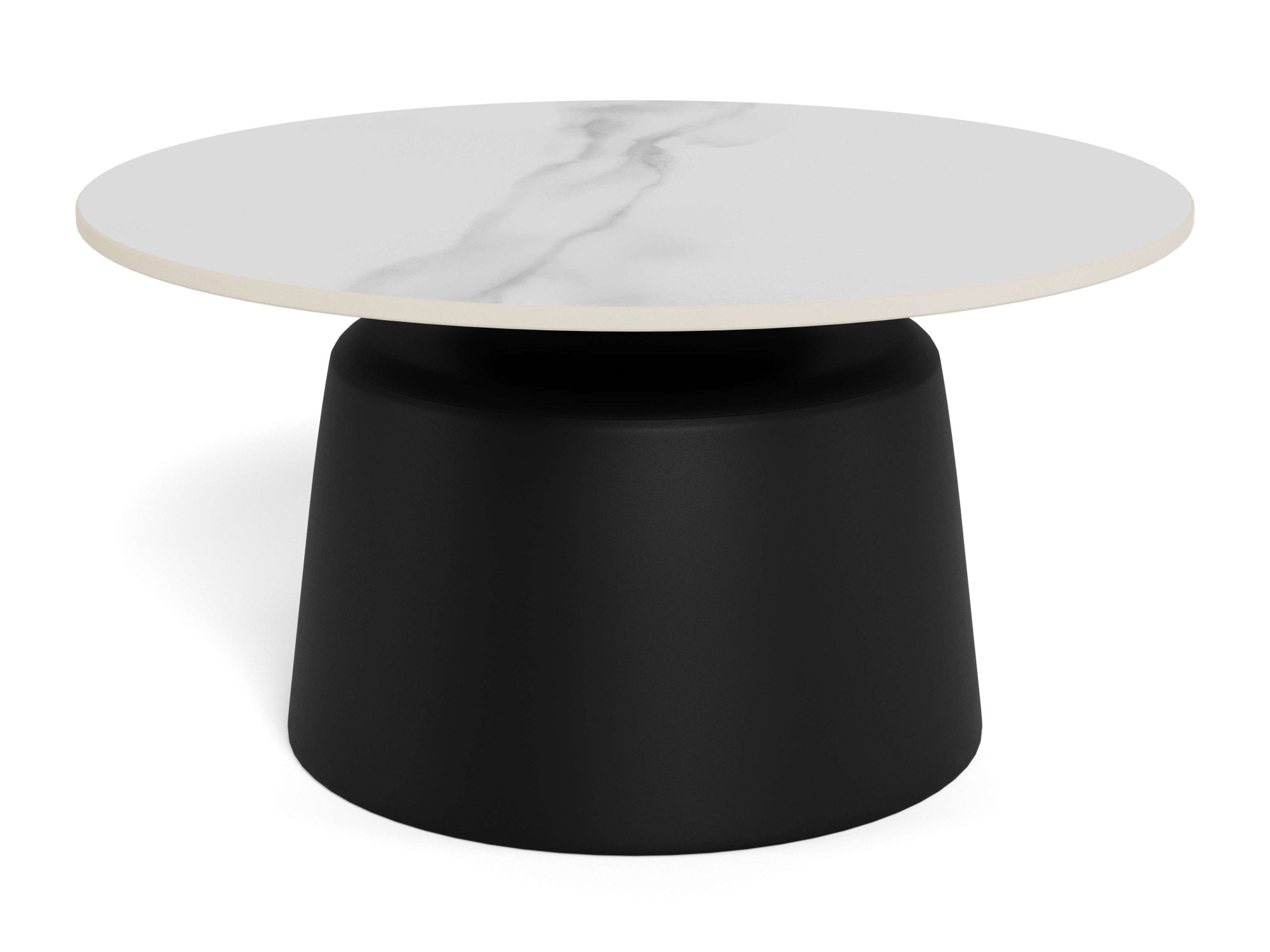 ACTONA GROUP Couchtisch »Santorini Kaffetisch - modern & stilvoll mit langlebiger Keramikplatte« Weisse Keramik, schwarzes Stahlgestell, langlebig. Ø: 70 cm