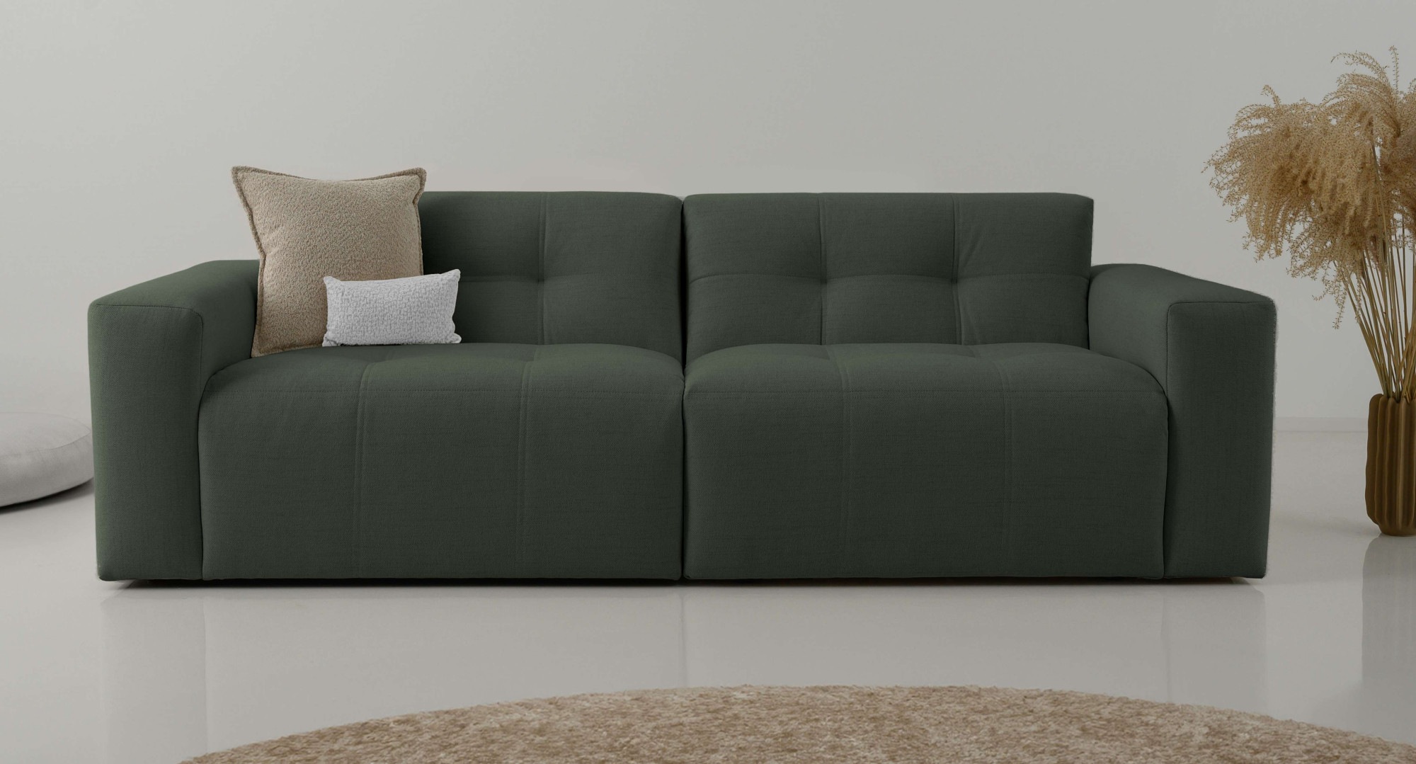 Image of GOODproduct 3-Sitzer "Tapley" Breite 220 cm,Boucle, Struktur fein, mit Knopfsteppung, bodentief