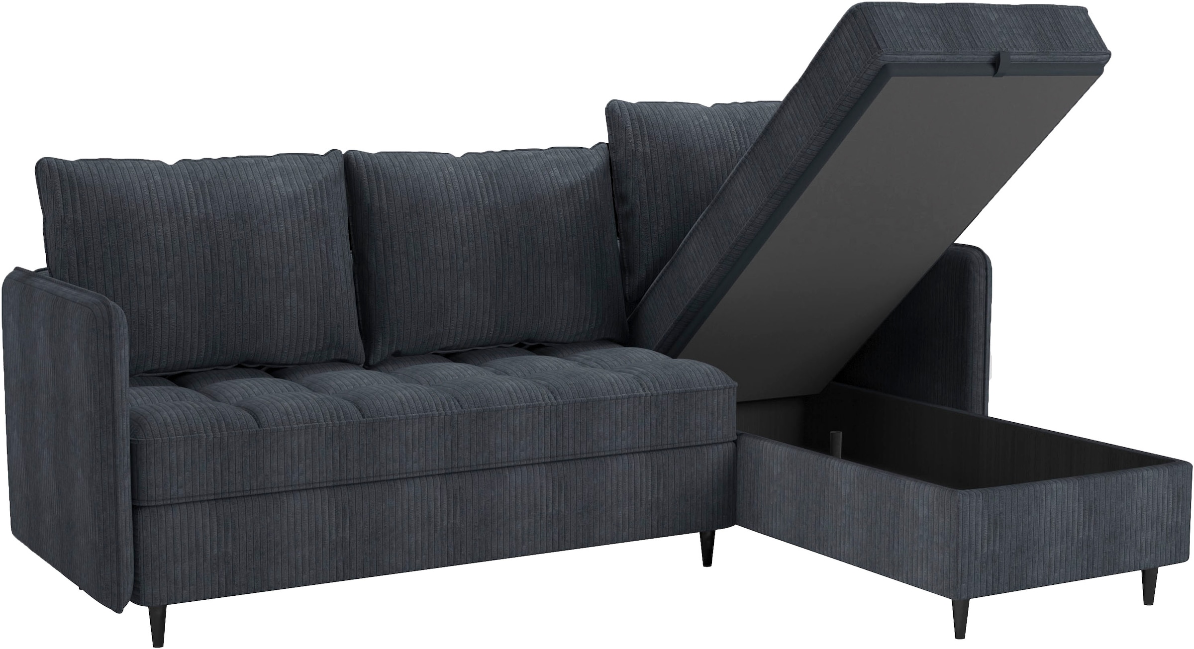 Dorel Home Ecksofa »LINDHUS, L-Form, verschiedene Stellvarianten, Schlaf-Liege«, Modulsofa, Recamiere, grosser Bettkasten, Cord, Chenille