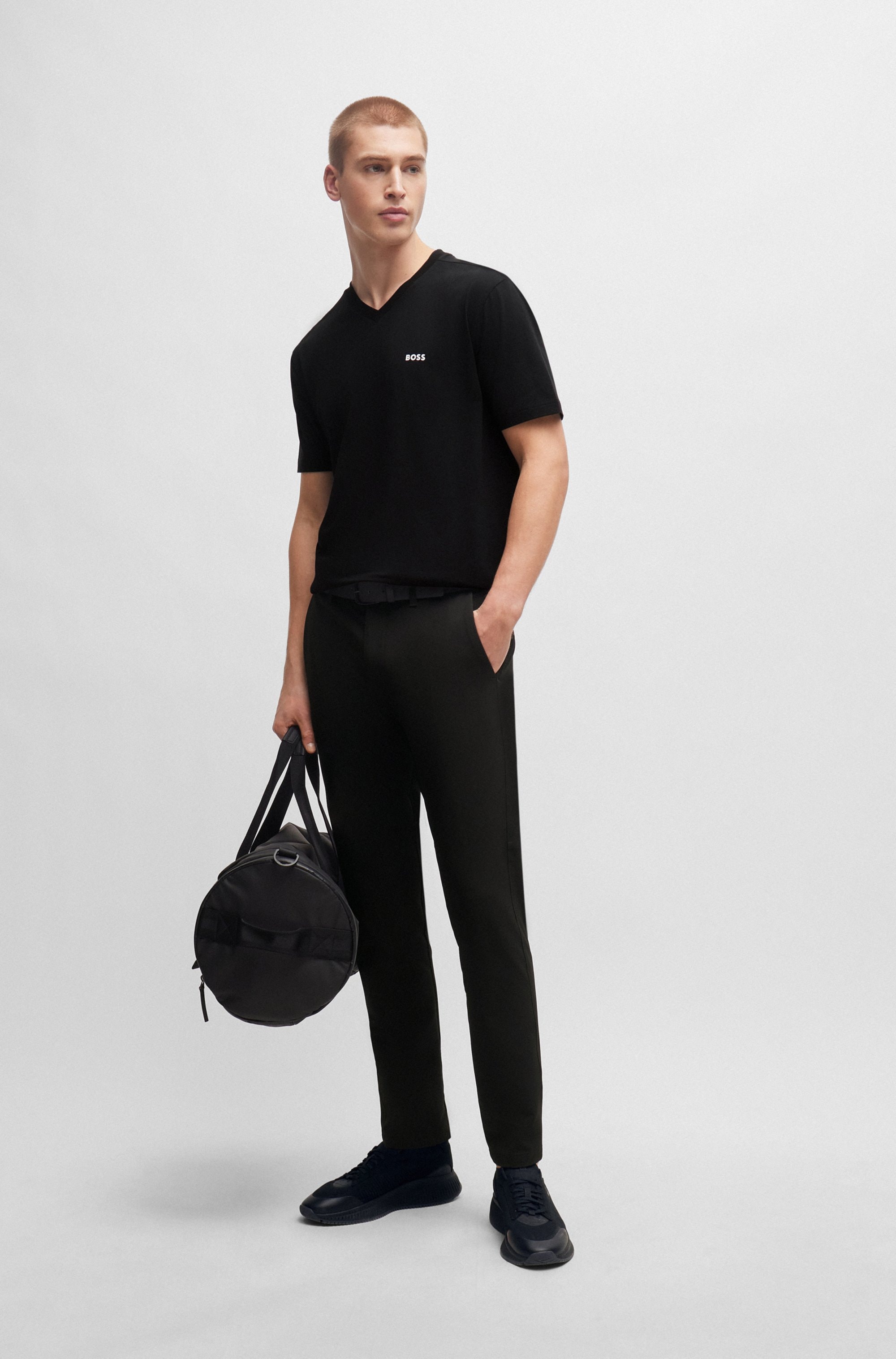BOSS GREEN T-Shirt »Tee V Regular Fit« Stretch Jersey Cotton, Logo on Chest, V Ausschnitt