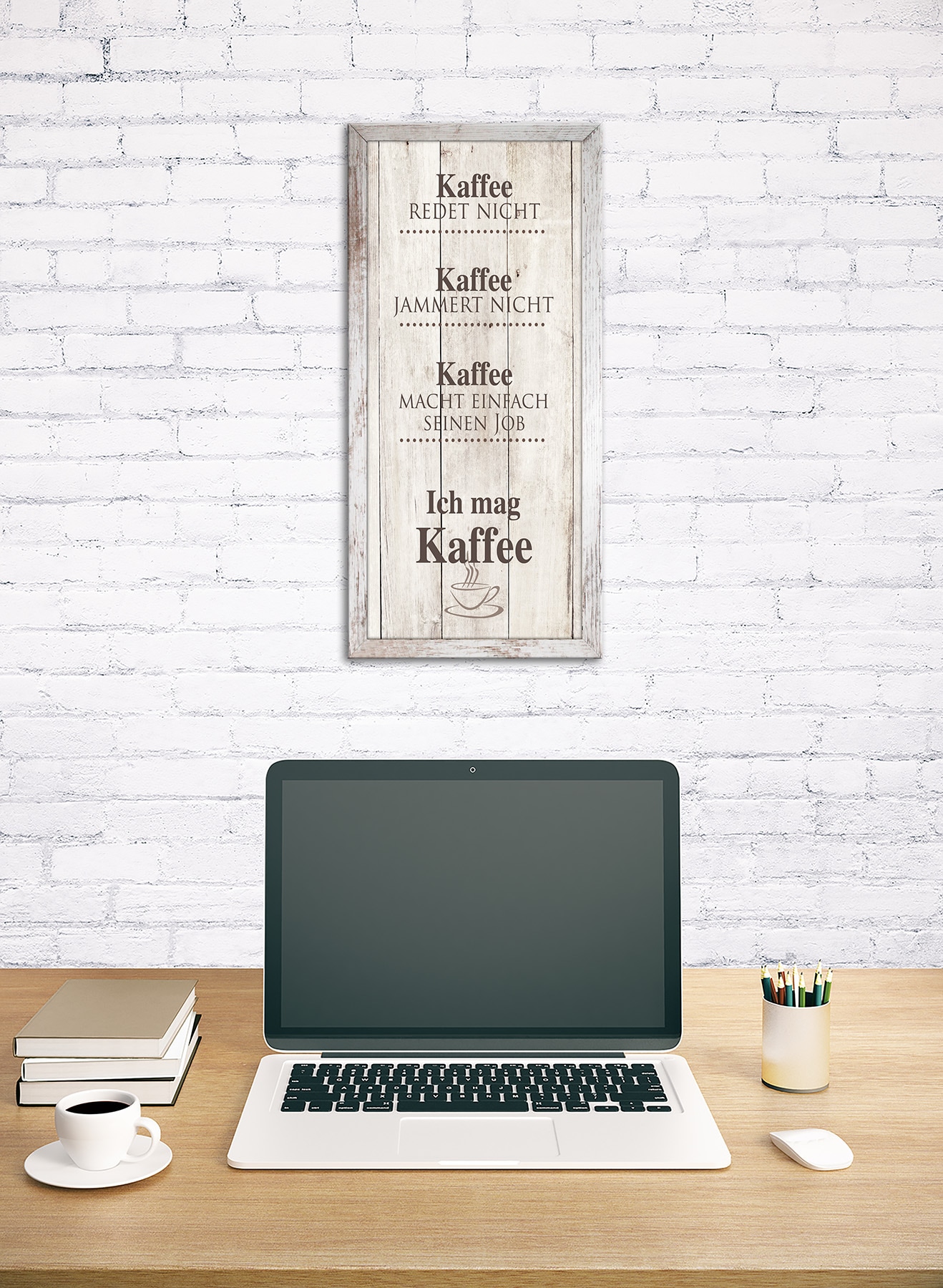 Bönninghoff Bild mit Rahmen »Wandbild gerahmt KAFFEE 23x49 cm – Wanddeko modern« Kaffee | Kaffee Bilder | Sprüche & Texte 1 Stk. tlg. mit dekorativem Rahmen