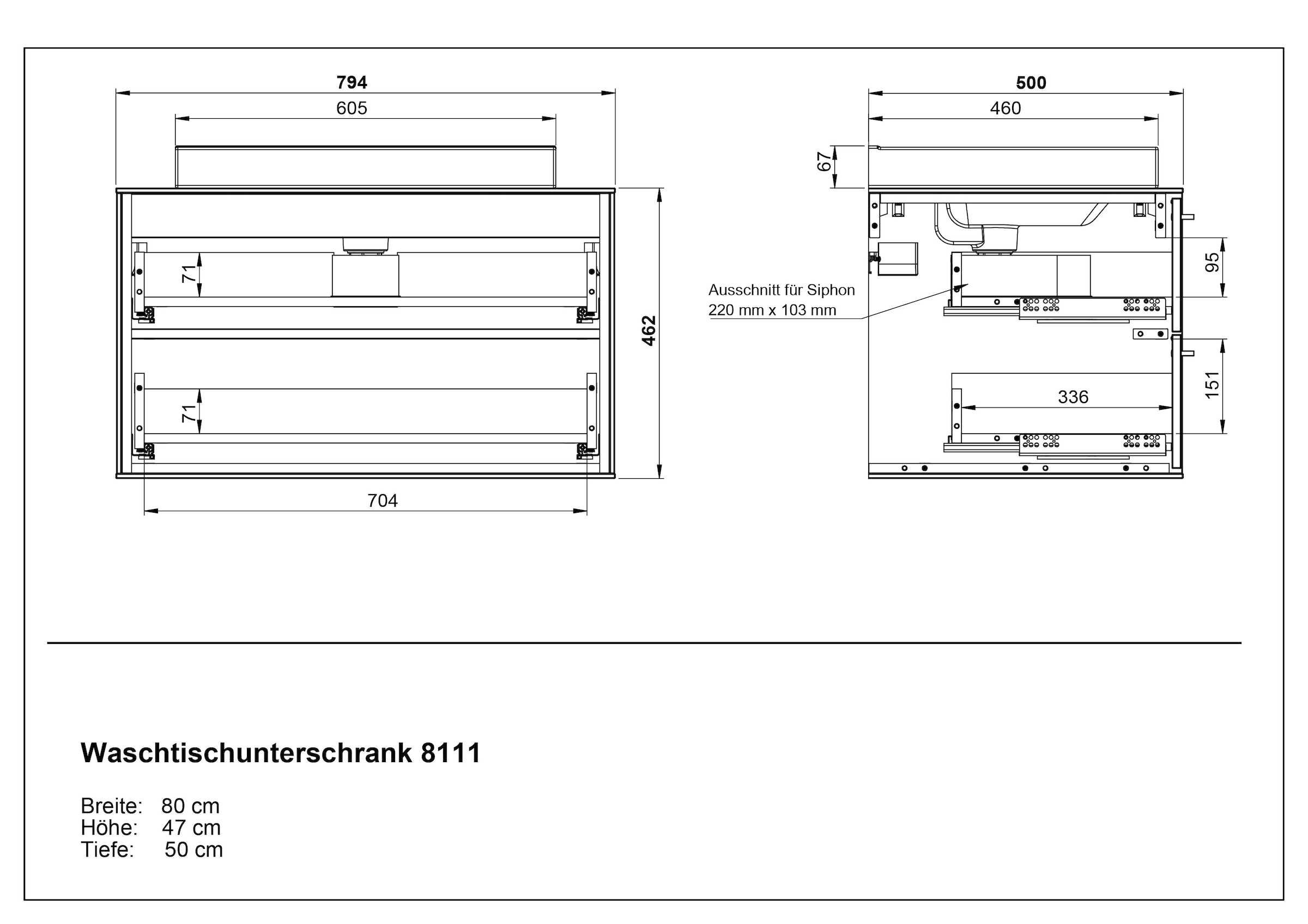 GERMANIA Table de lavage »Waschtisch inkl. Becken "Sovana"« 2 cuis tlg. Waschbeckenunterschrank inkl. Waschbecken