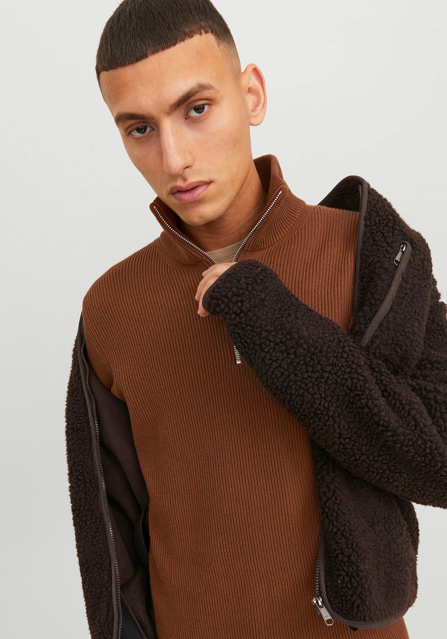 Jack & Jones Stehkragenpullover »JPRCCPERFECT KNIT HALF ZIP SN«