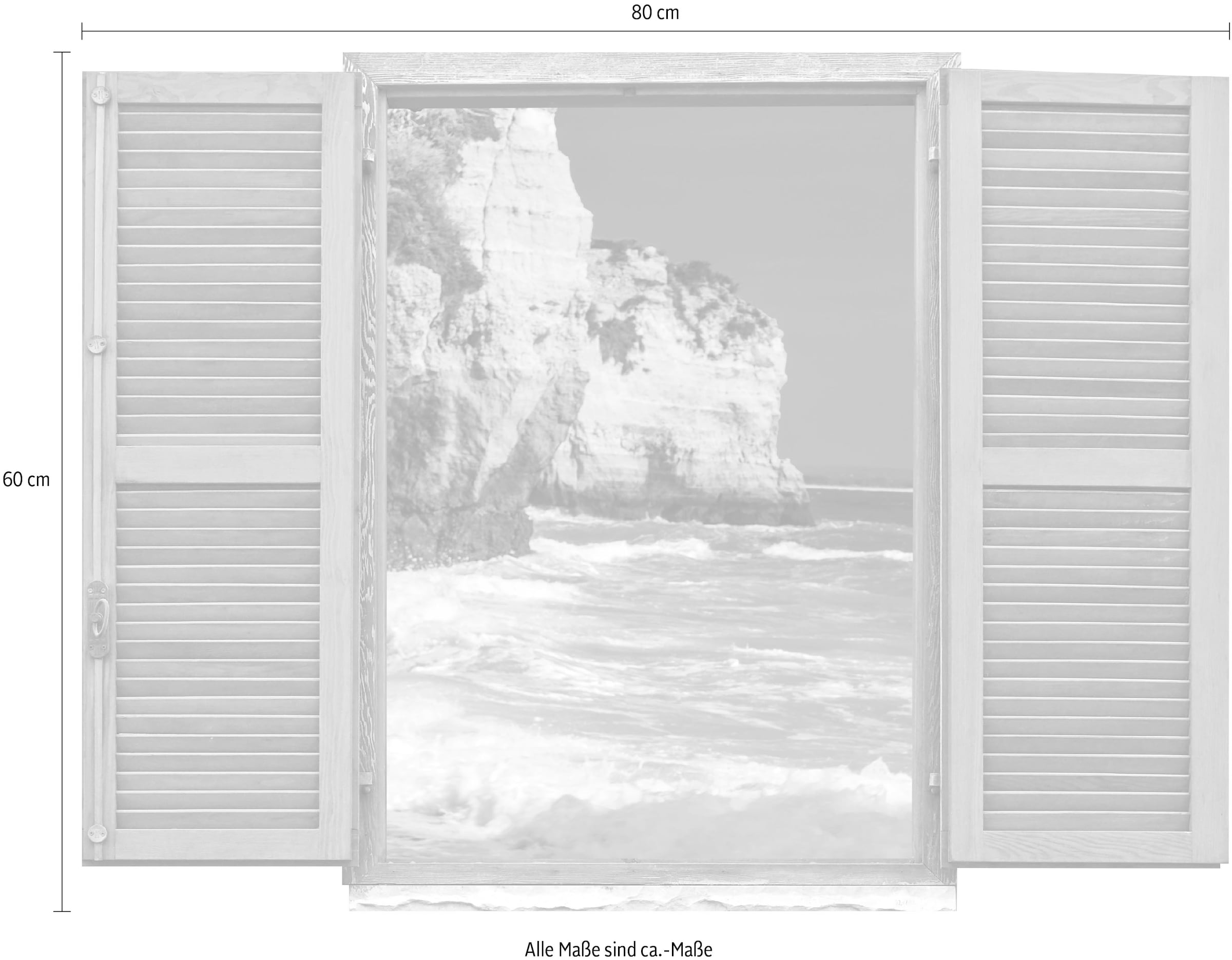 queence Wandtattoo »Klippen im Meer«, (1 St.), Wandsticker, Wandbild, selbstklebend, 3D, Fenster