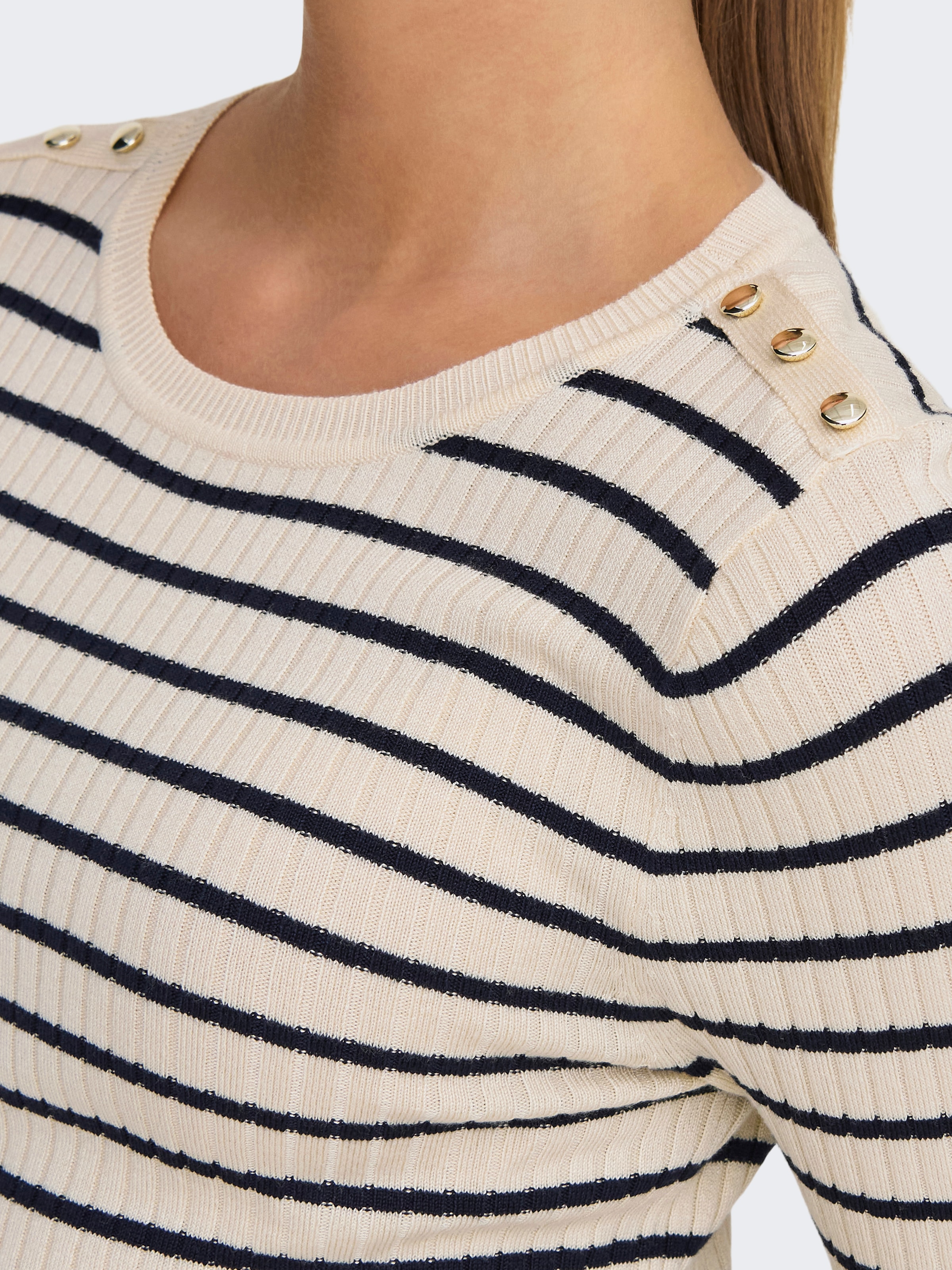 ONLY Strickpullover »ONLMILA LS STRIPE BUTTON O-NECK CC KNT«