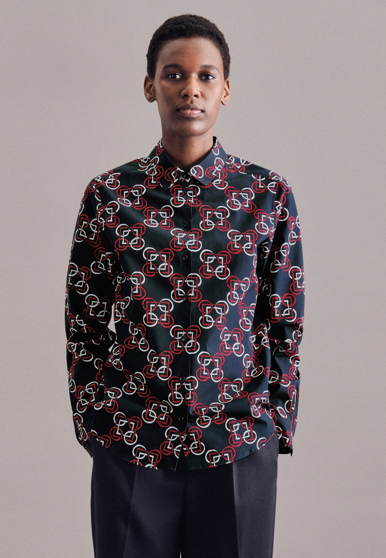 Image of seidensticker Hemdbluse »Schwarze Rose«, Langarm Kragen Druck bei Ackermann Versand Schweiz