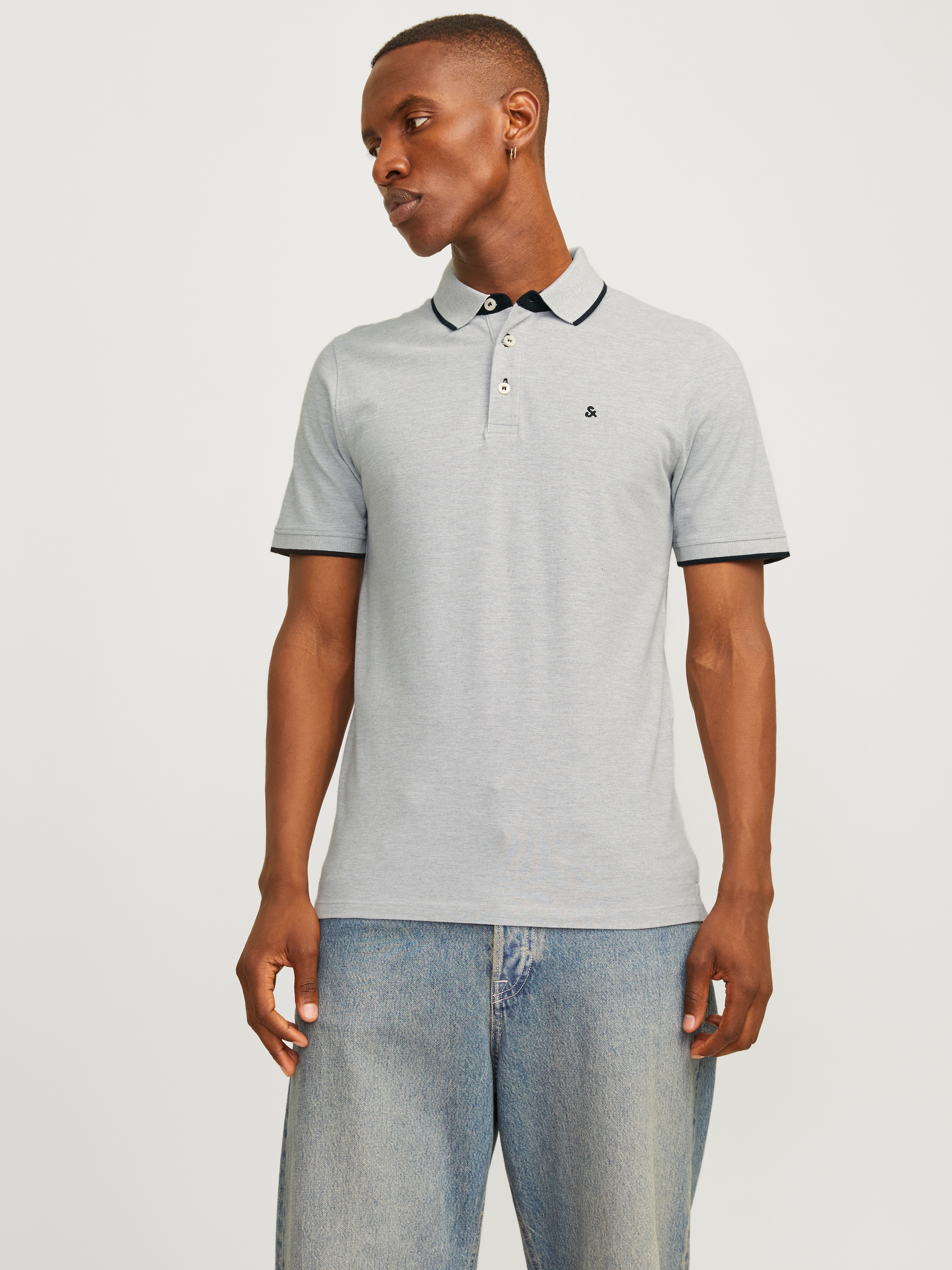 Jack & Jones Polo »JJEPAULOS Slim Fit, sportlich-elegant, mit Stickerei und Knopfleiste« Packung, 2 cuis unifarben, modisch, slim fit, Baumwolle, Polokragen