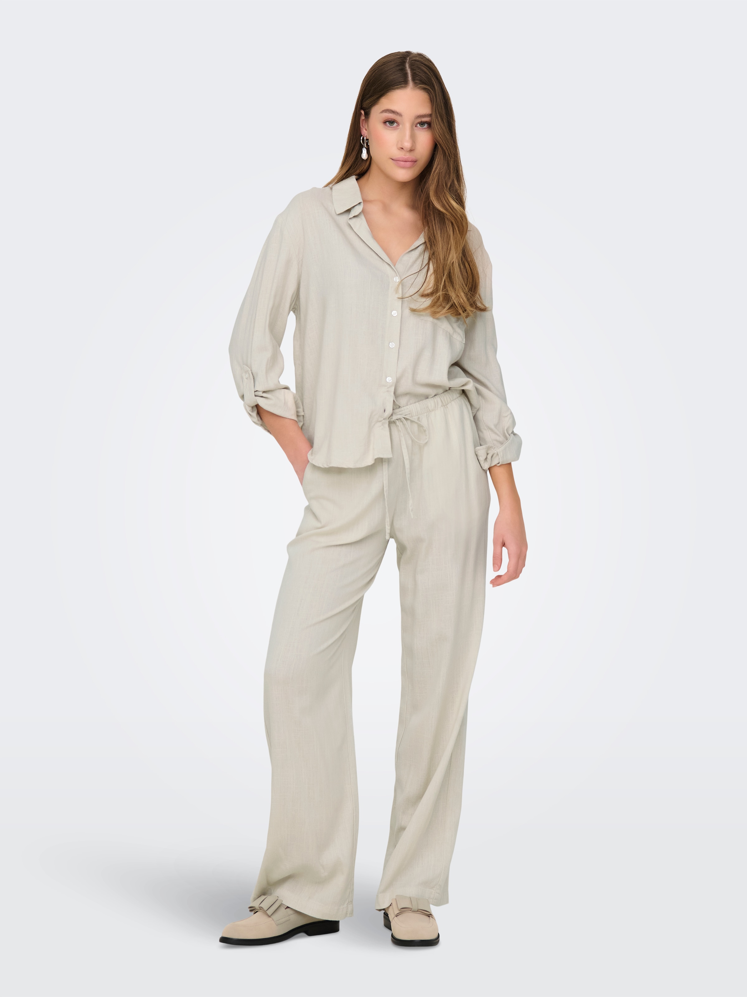 JDY Pantalon à enfiler »JDYCAYA LINEN MW PANT WVN DIA«  Pantalon d'été en lin