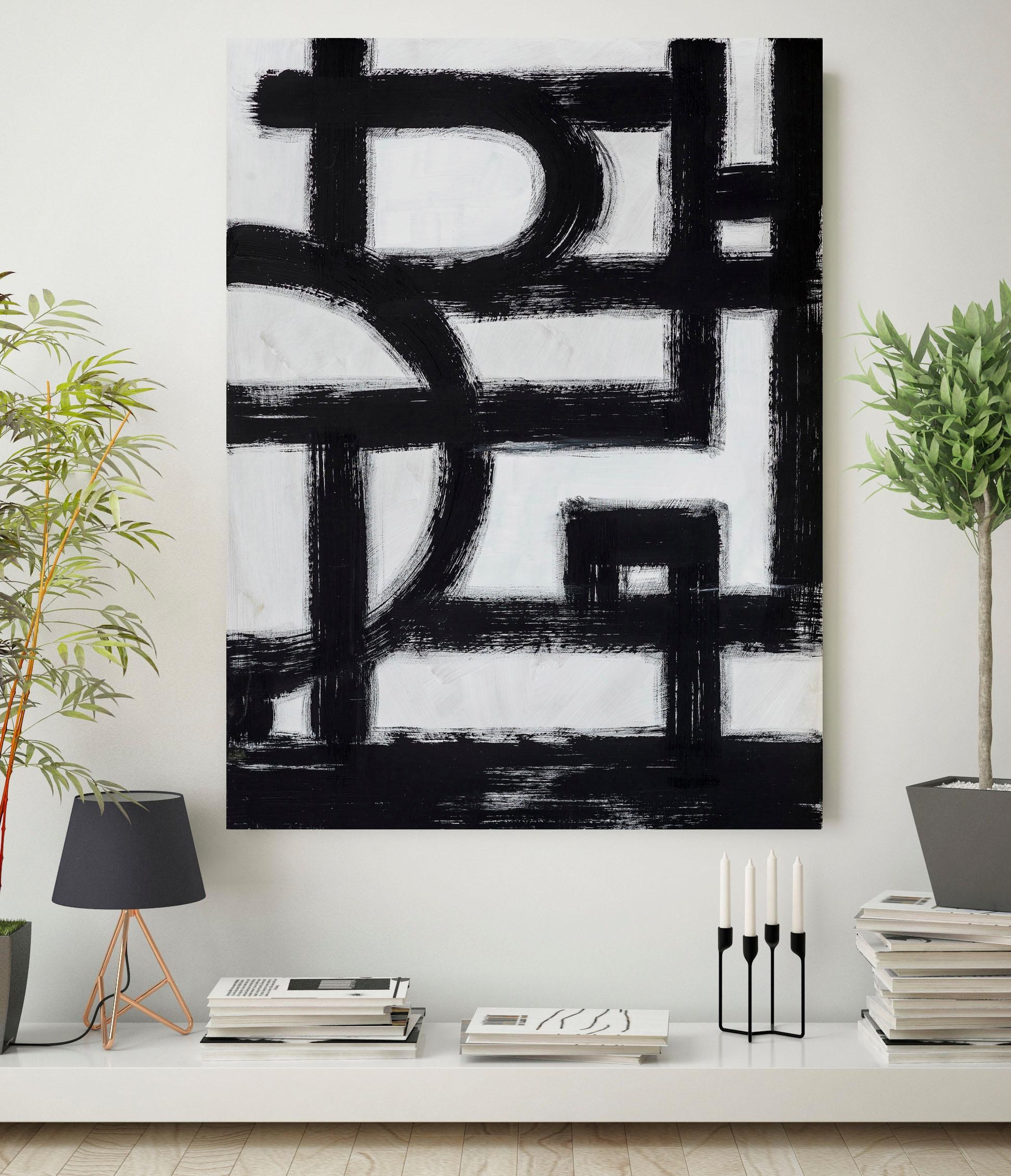 GOODproduct Leinwandbild »Abstrakte Kunst« Abstrakte | Kunst | Modern | Schwarz-Weiss Premium-Leinwandstoff, Handarbeit aus Deutschland, 120x80cm