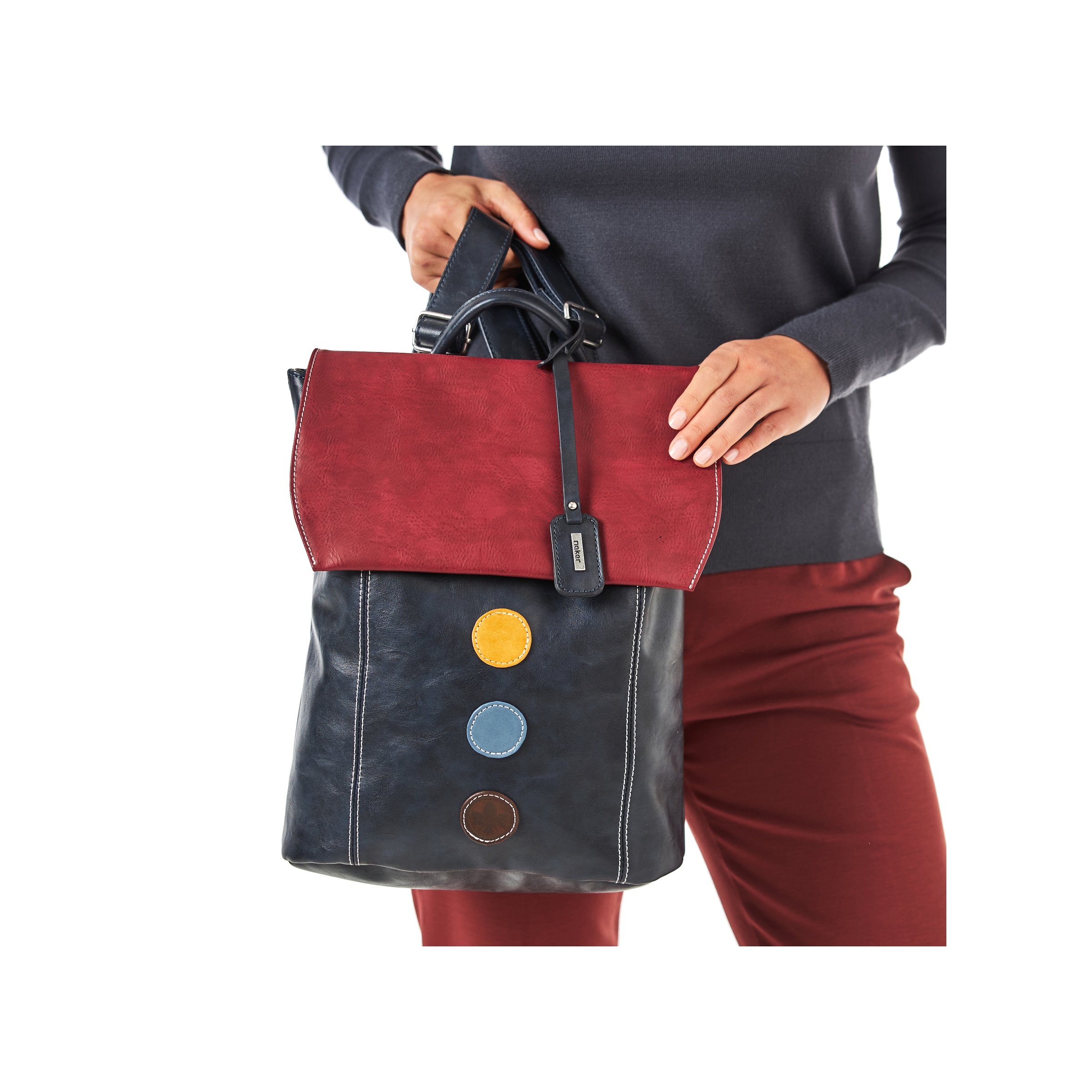 Rieker Cityrucksack Freizeitrucksack, Shoppingrucksack mit bunten Akzenten