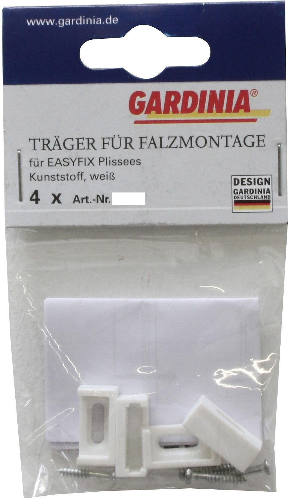 GARDINIA Sichtschutzbefestigungen Zubehör-Set »Träger für Falzmontage«, (4 St.), Zubehör Easyfix Plissee