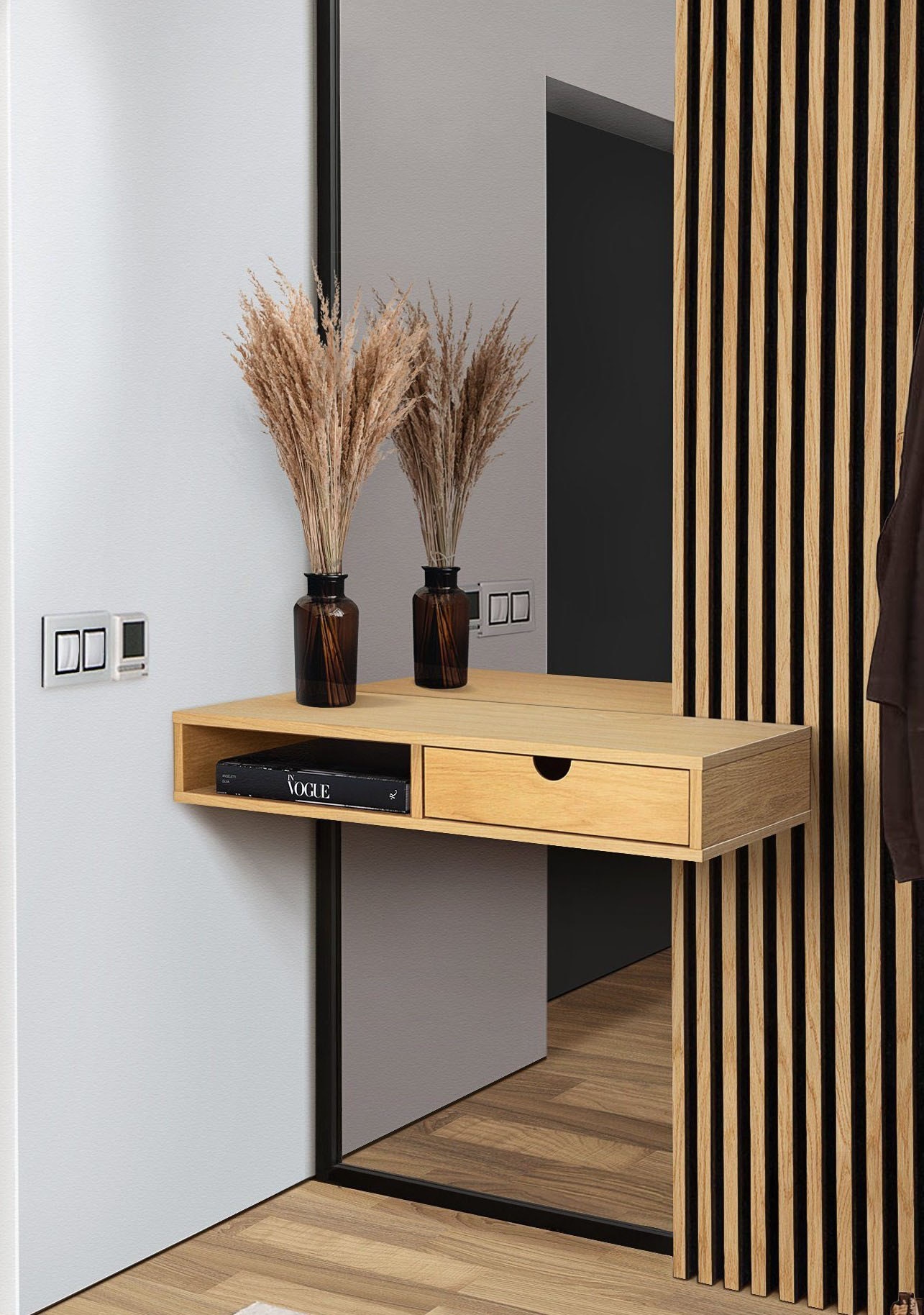 Image of Woodman Stauraumschrank "Farsta" Mit Holzfurnier aus Eiche, platzsparend, Wandmontage, FSC