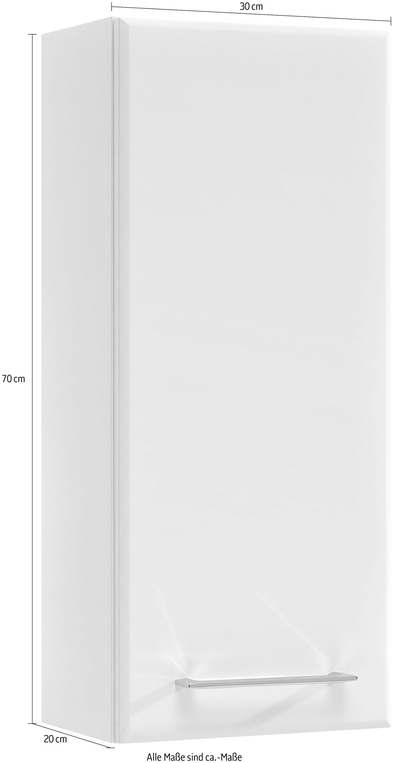 Saphir Armoire suspendue »Quickset 376 Wand-Badschrank mit 1 Tür und 2 Einlegeböden« armoire suspendue salle de bain, largeur 30 cm, amortisseur de porte inclus, blanc laqué brillant