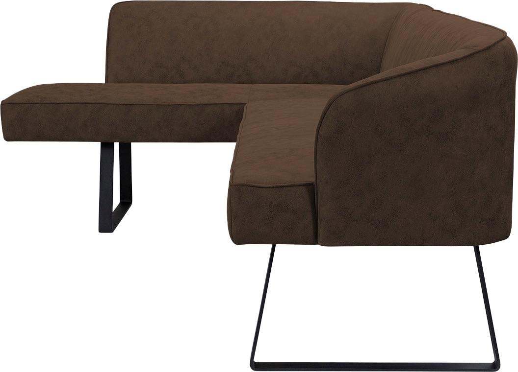 exxpo - sofa fashion Eckbank »Americano«, mit Keder und Metallfüssen, Bezug in verschiedenen Qualitäten