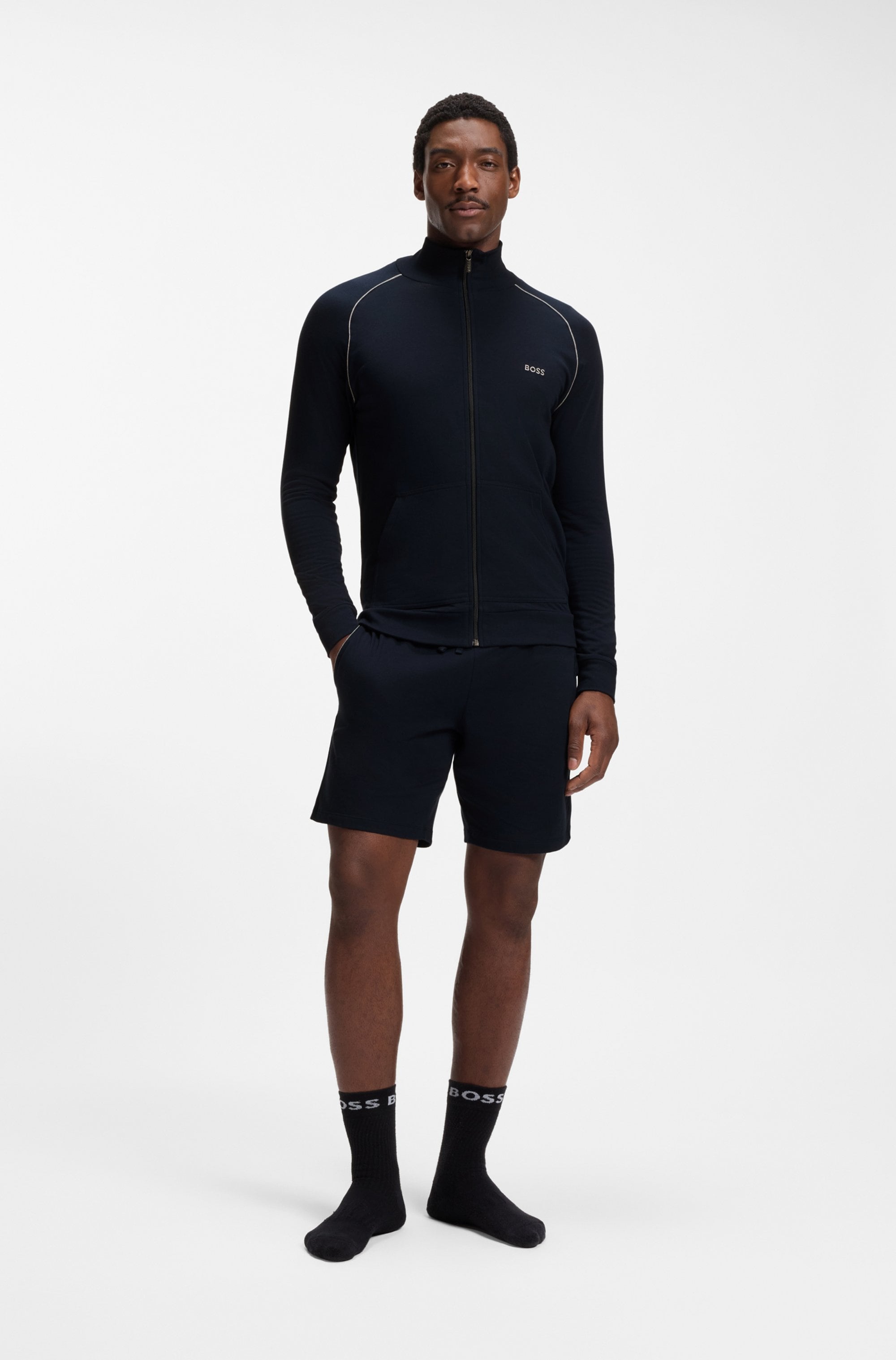 BOSS Veste sweat »Mix&Match Jacket Z« mit Kontrastnaht am Ärmel