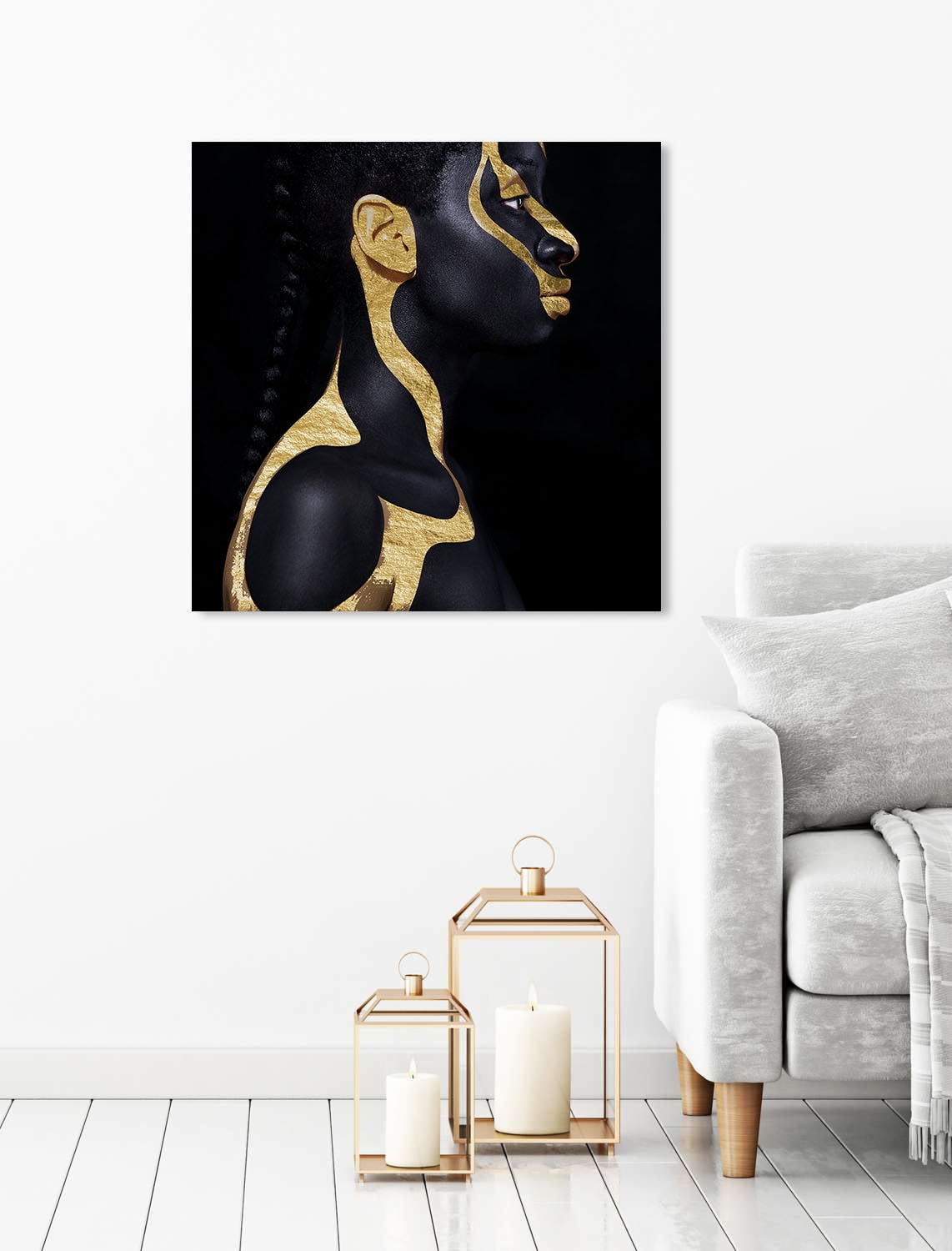 Image of queence Acrylglasbild "Chnum" Bilder von Frauen Fashion Frau Gemälde Magazincover Mode Modern 1 Stk. tlg. von Hand eingearbeitete Blattgold Applikationen