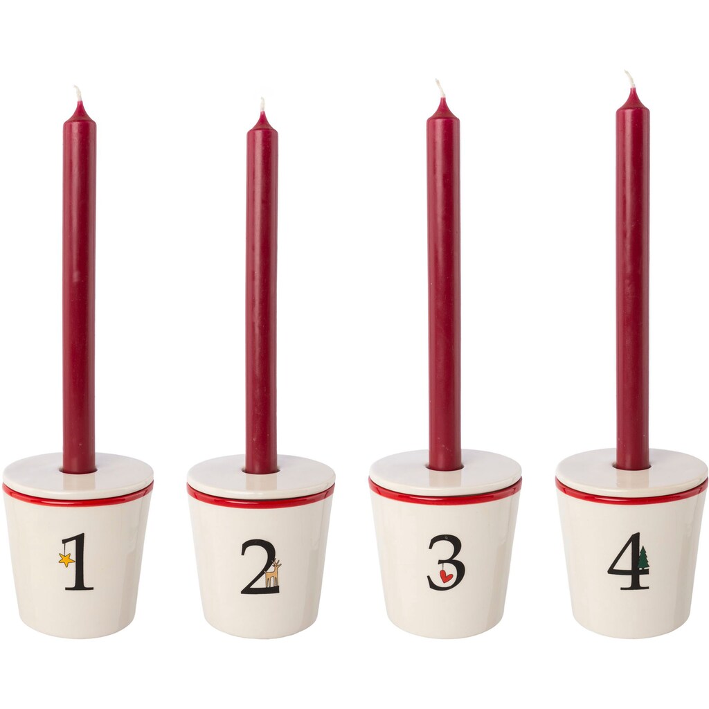 Creativ deco Kerzenhalter »Stabkerzenhalter für die Adventszeit, Weihnachtsdeko«, (Set, 4 St.)