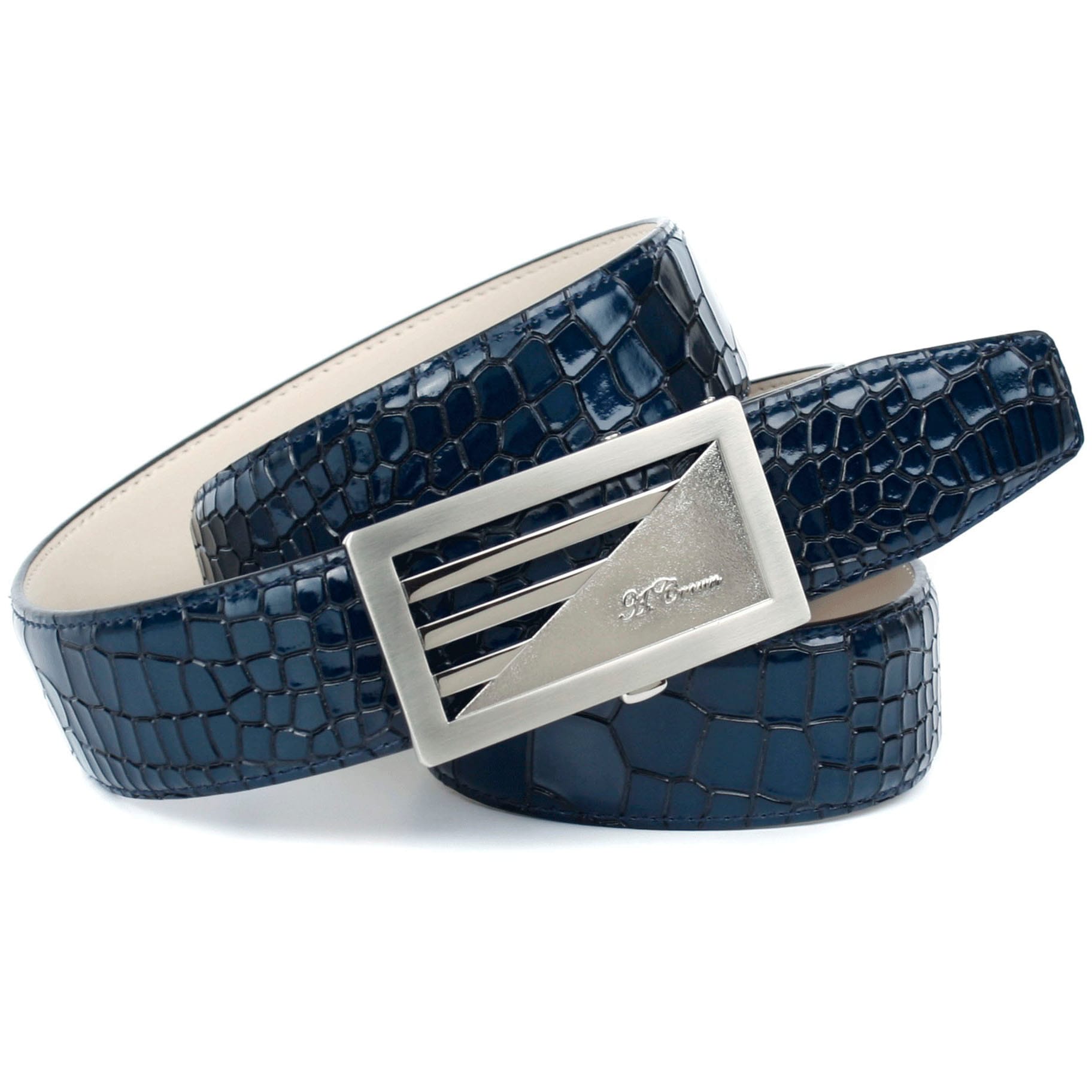 Image of Anthoni Crown Ledergürtel in Kroko-Design, leicht glänzende Oberfläche, elegant