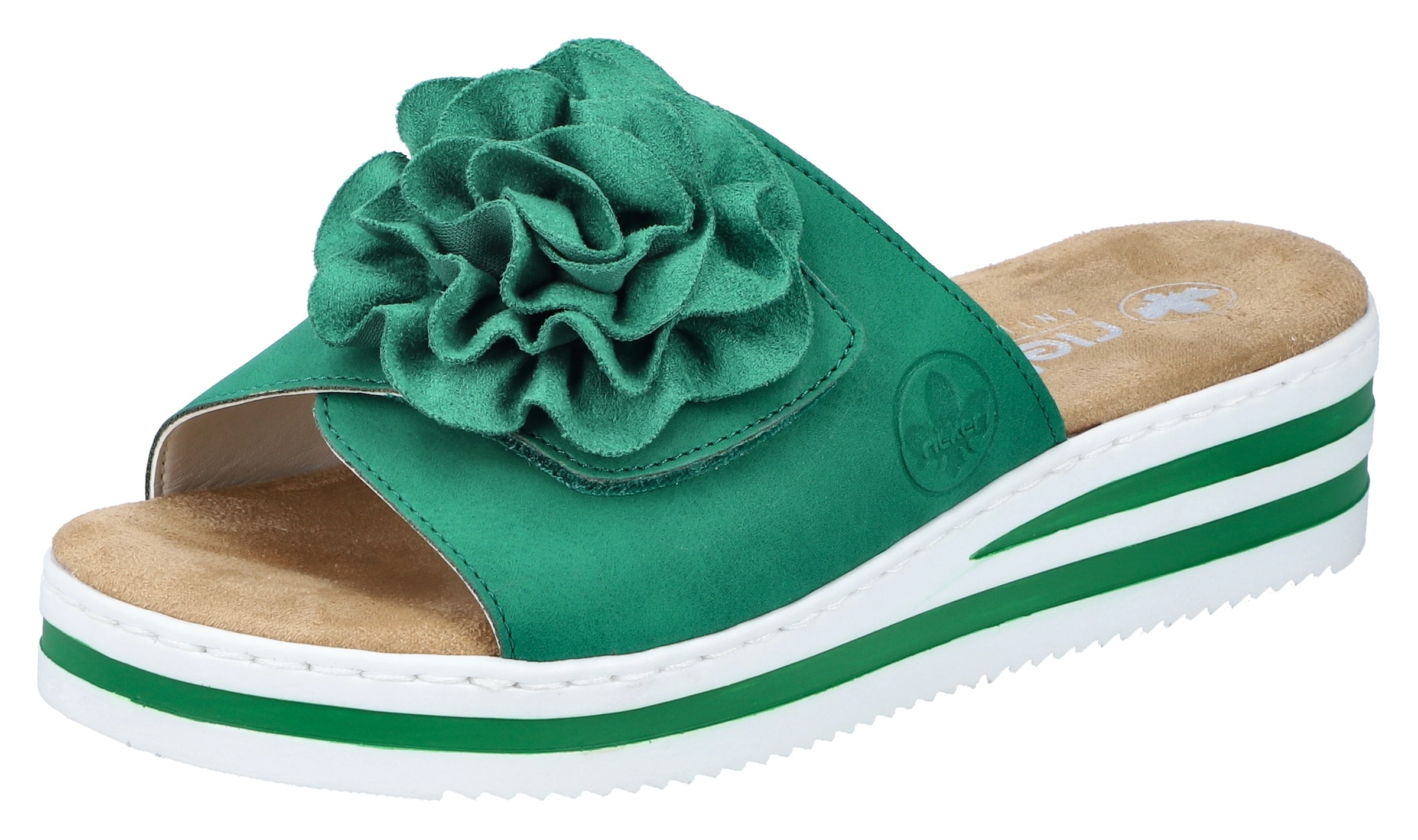 Image of Rieker Pantolette, Sommerschuh, Poolslide, Strandschuh, Keilabsatz, mit Klettverschluss