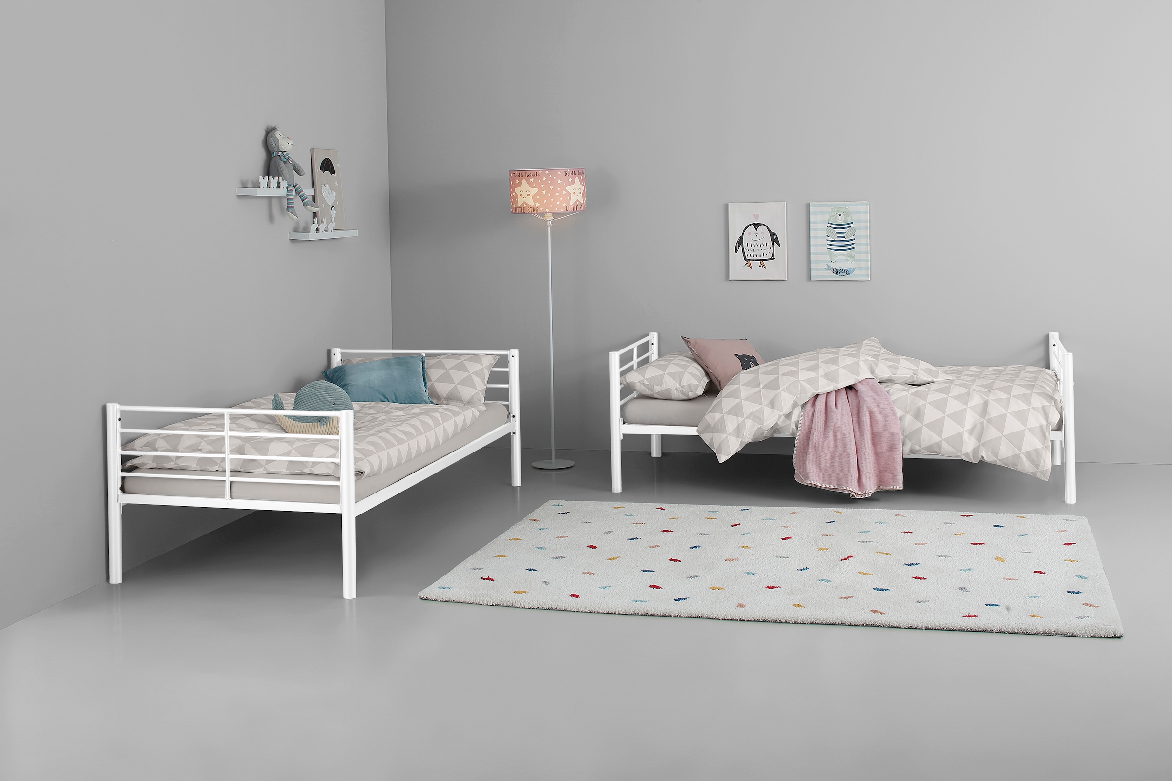 Lüttenhütt Etagenbett »Hayo, Belastbarkeit 250 KG! Metallbett, Stockbett«, (teilbar in 2 Einzelbetten), perfekt für kleine Räume, mehrere Farben, (B/T/H) ca. 208/97/160 cm